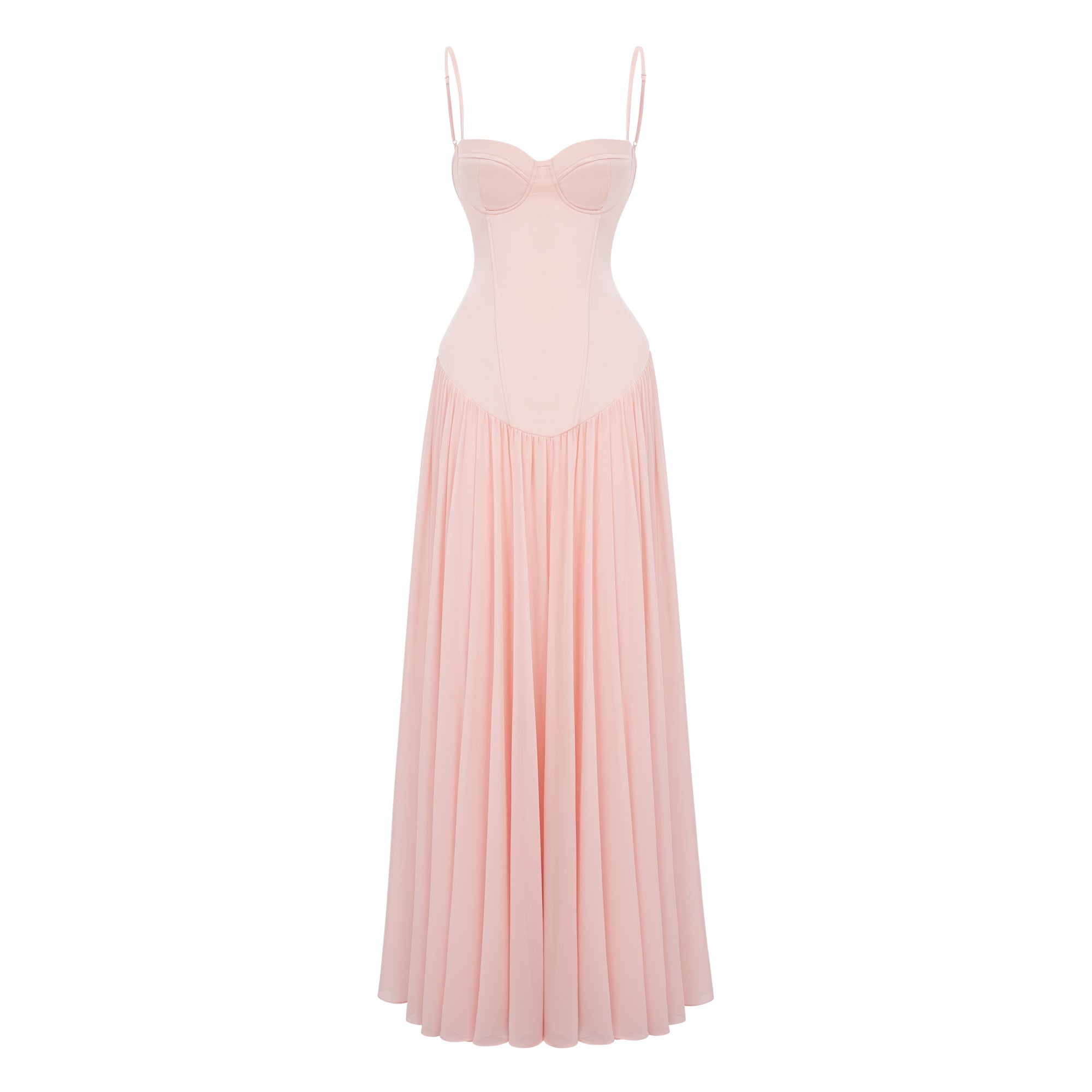 Vasylyna Pink Sweetheart Pleated Maxi Dress (Final Sale-US Only)