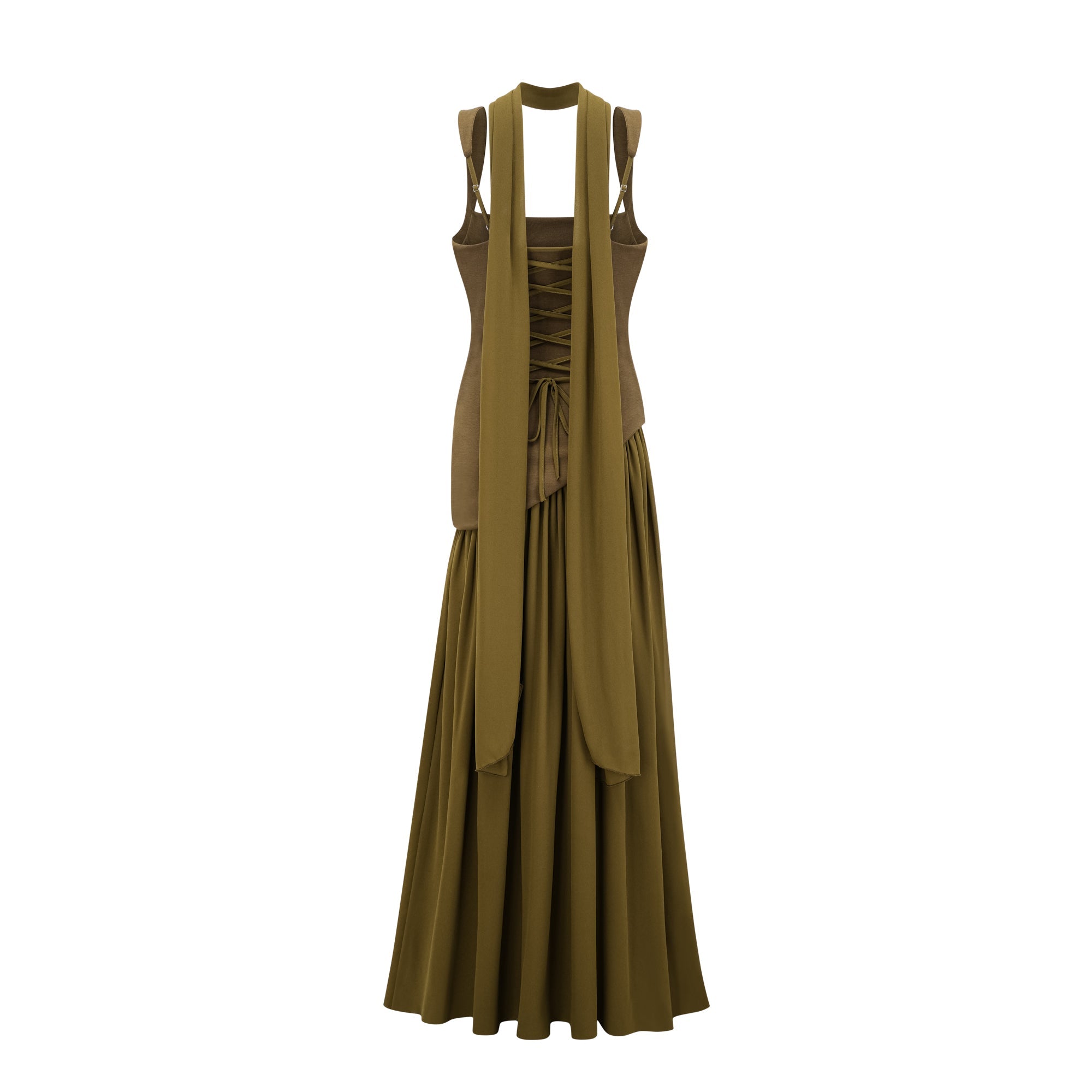 Sidonie Atrovirens Asymmetrical Maxi Gown (Without Gloves) (Final Sale)