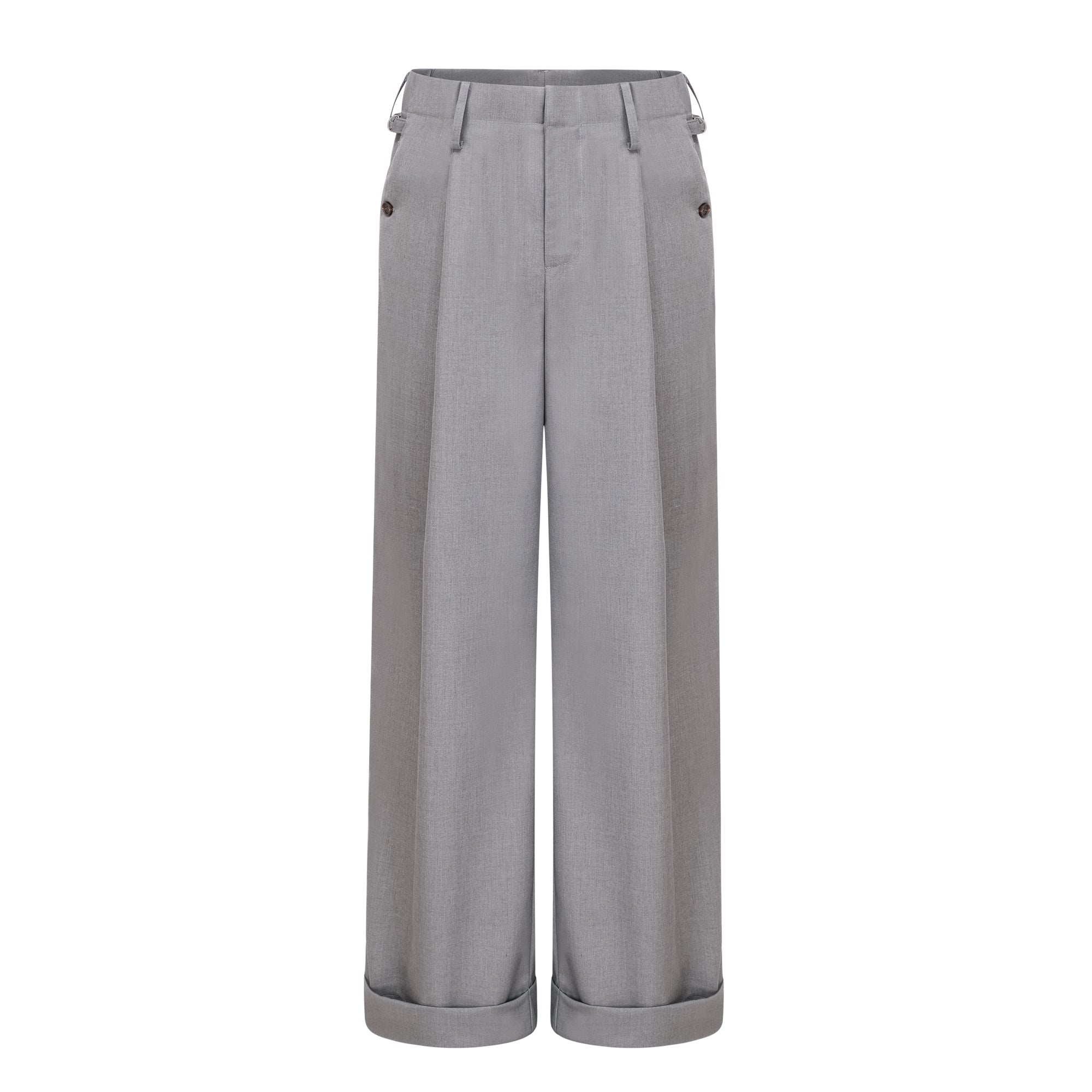Cynthia Grey Asymmetrical Draped Shirt & Trousers Set