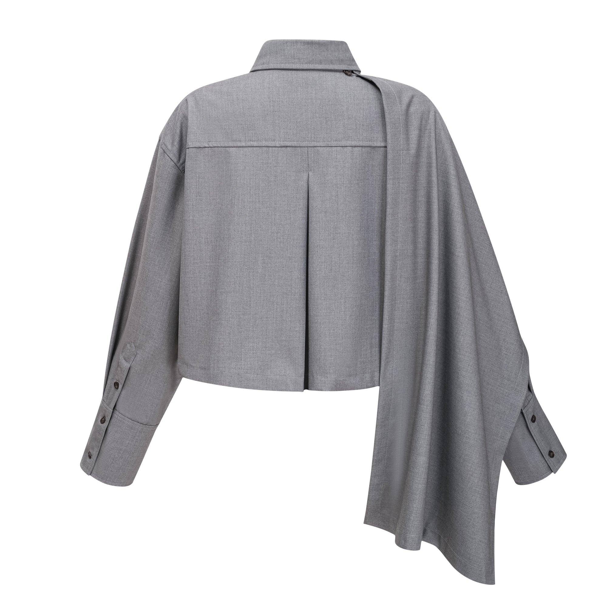 Cynthia Grey Asymmetrical Draped Shirt & Trousers Set