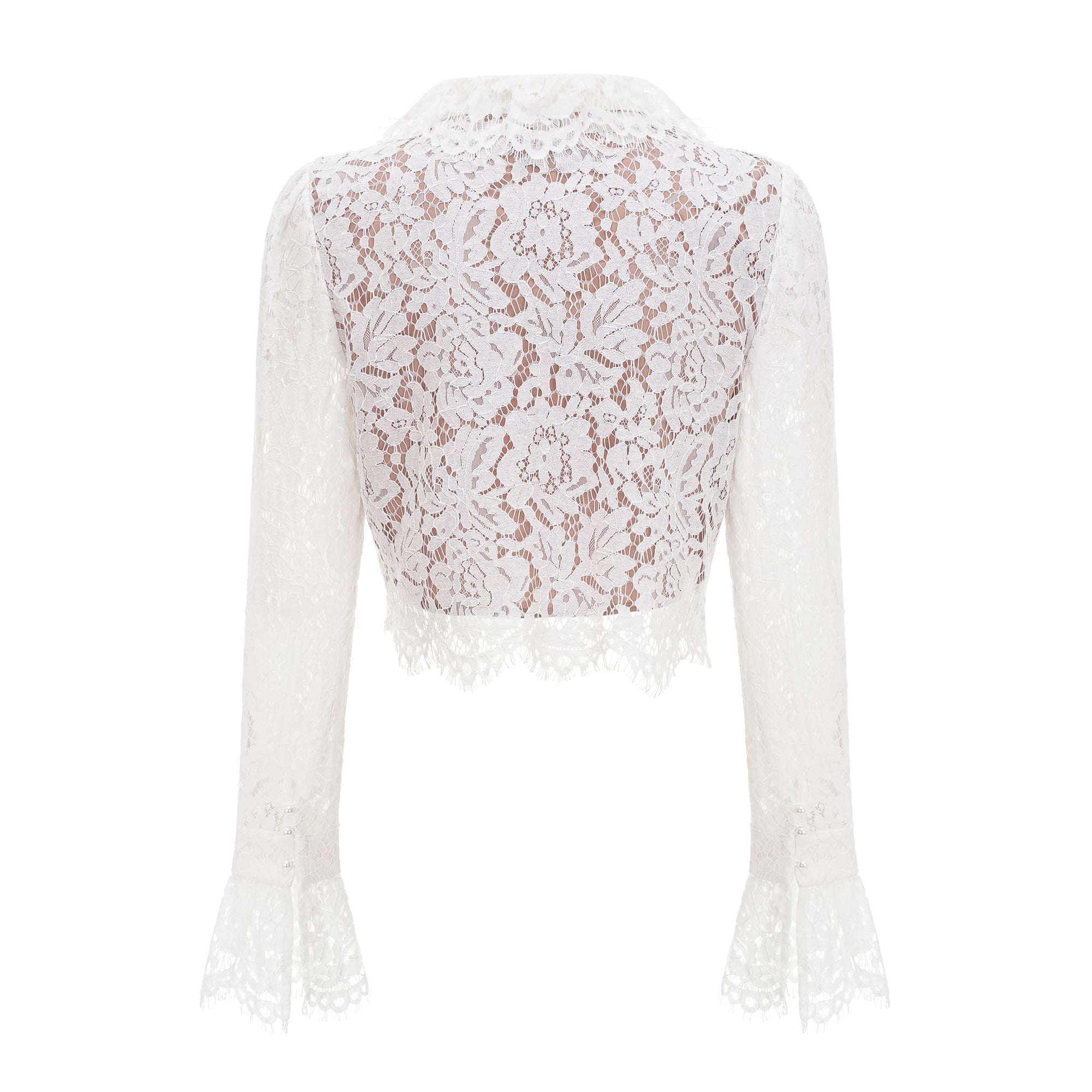 Vesper White High NeckLace Blouse & Skirt Co-ord Set (Final Sale-US Only)