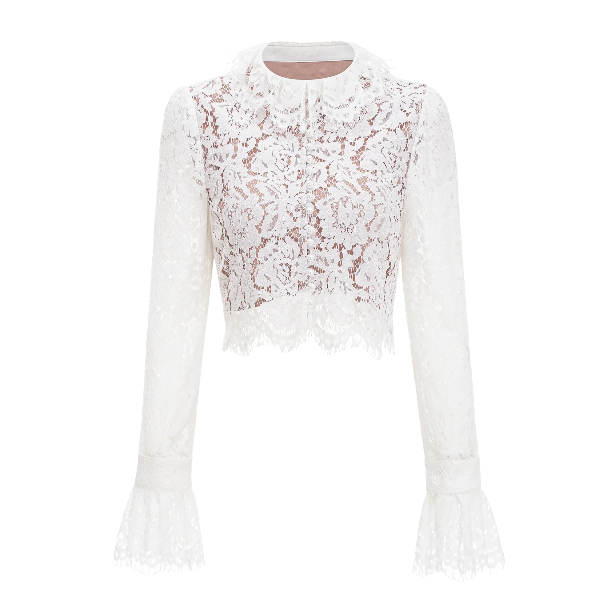 Vesper White High NeckLace Blouse & Skirt Co-ord Set (Final Sale-US Only)