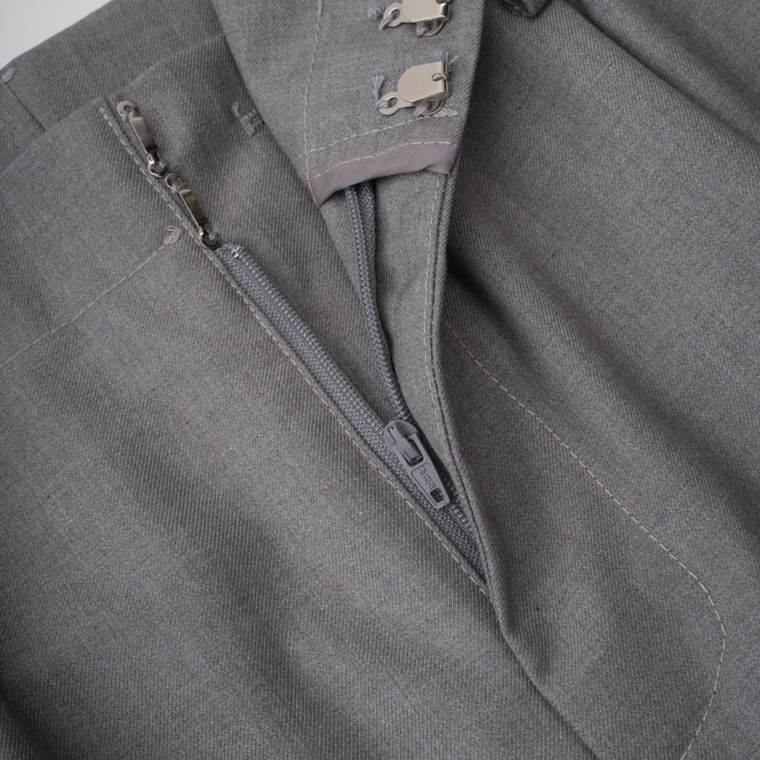 Cynthia Grey Asymmetrical Draped Shirt & Trousers Set