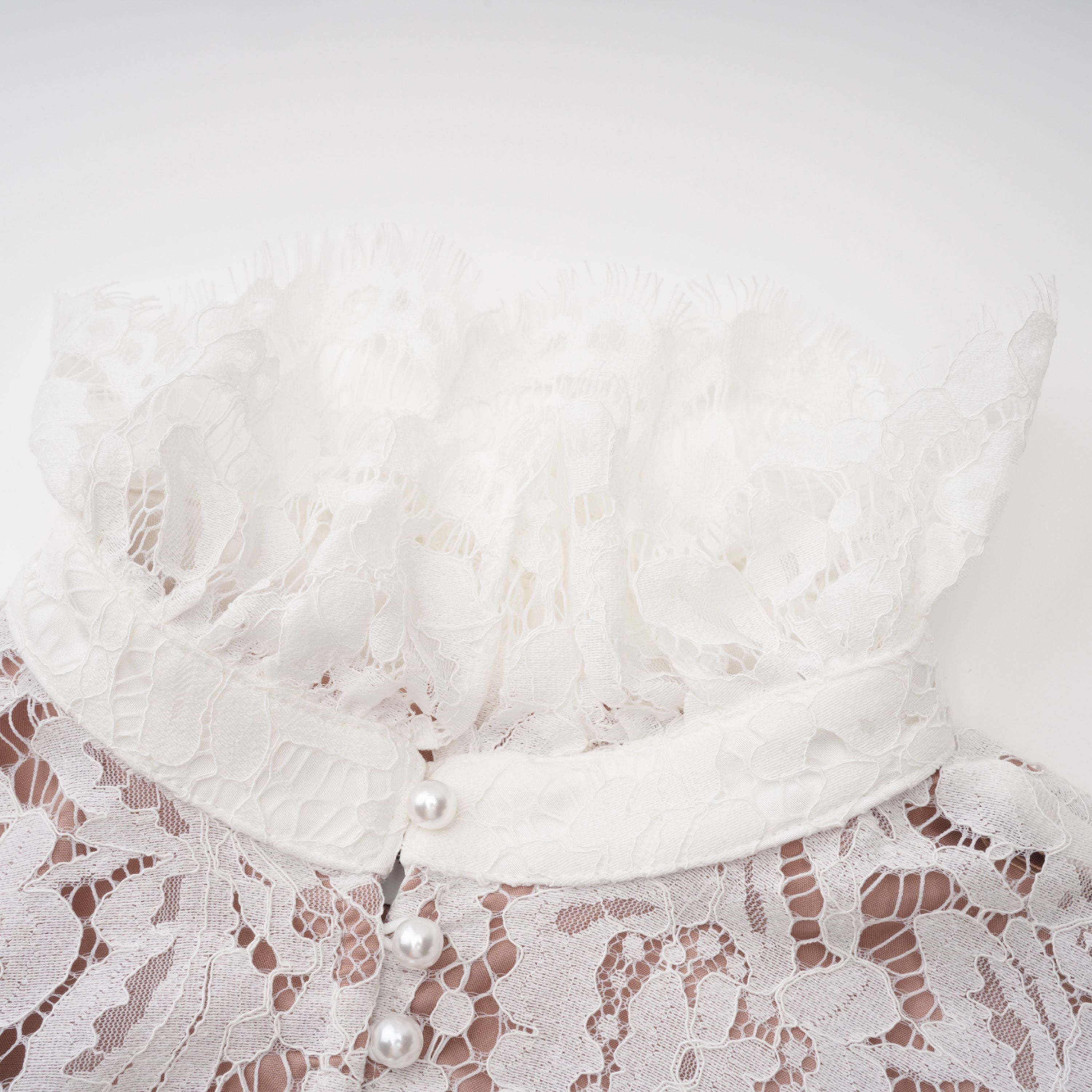 Vesper White High NeckLace Blouse & Skirt Co-ord Set (Final Sale-US Only)