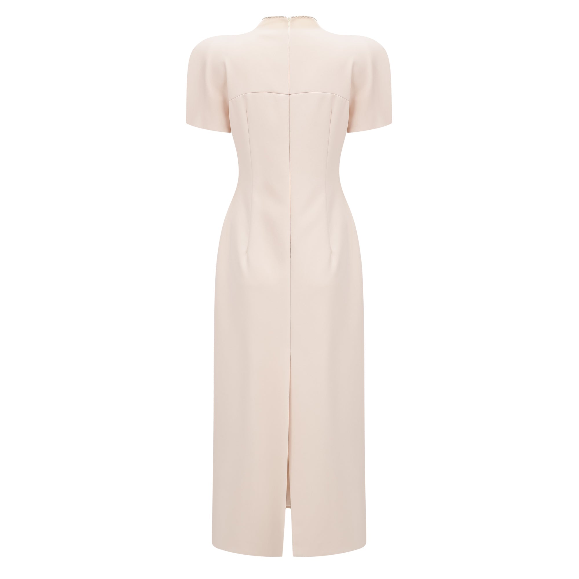 Quintella Neutral Floral Crystal Midi Dress (Final Sale-US Only)