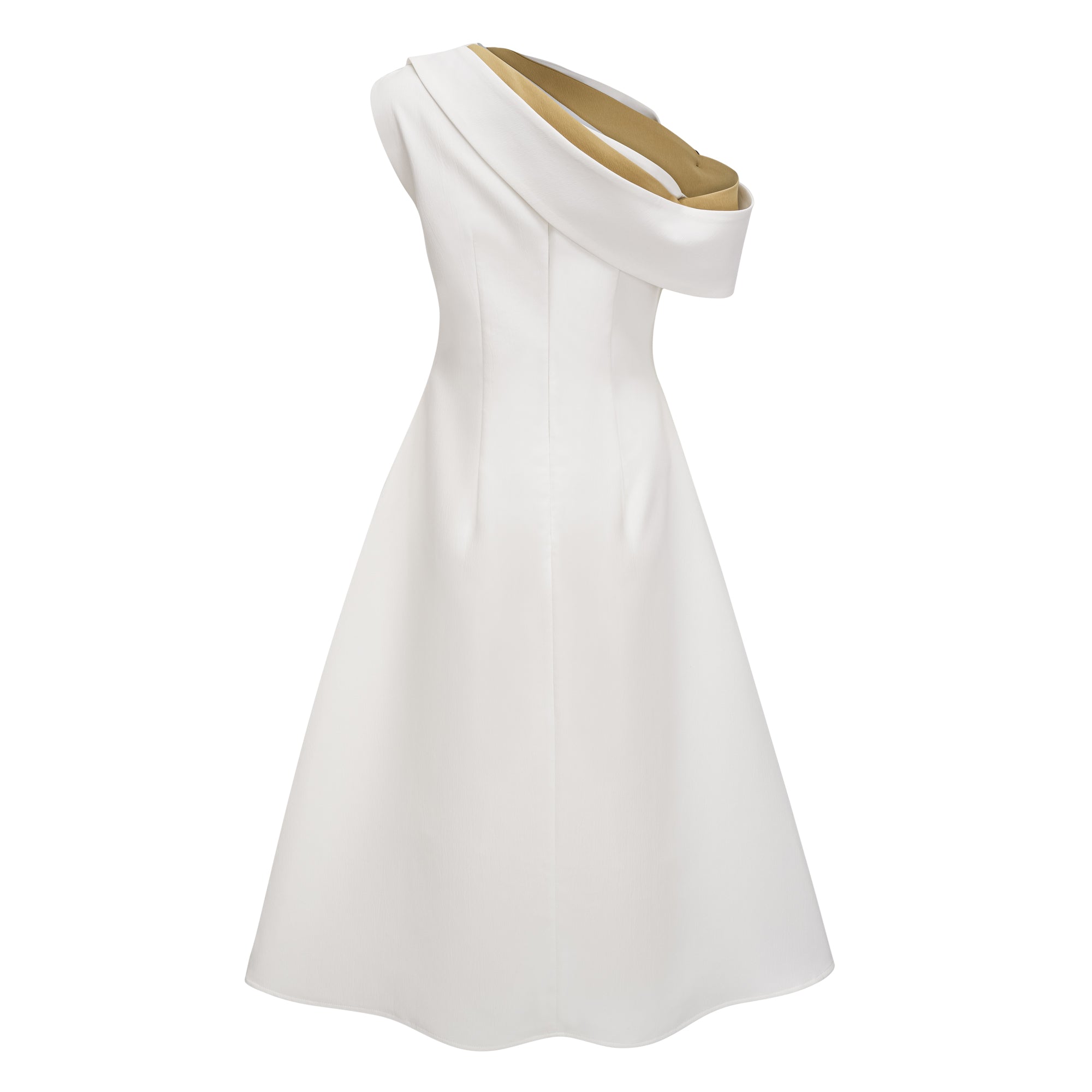 Blossom White One Shoulder Ruched Midi Dress (Final Sale-US Only)