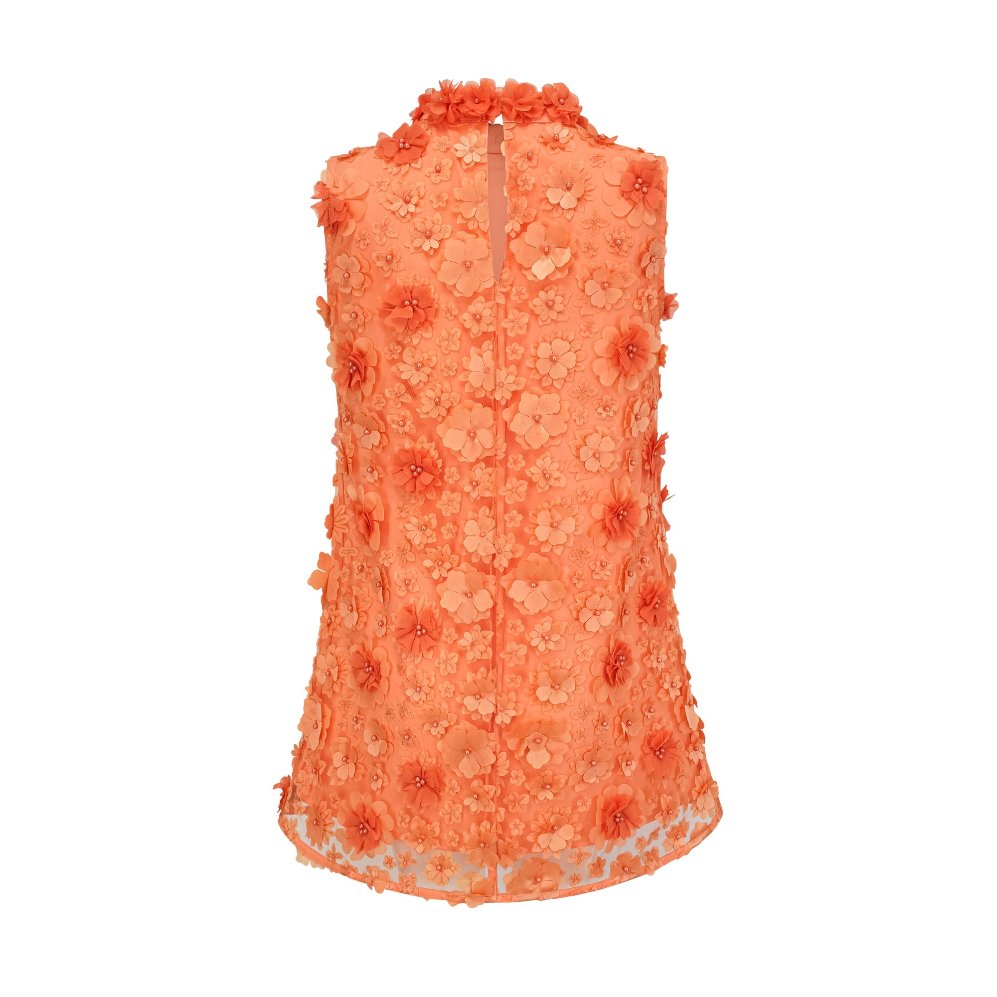 Orphée Orange Faux-Flower Mini Dress