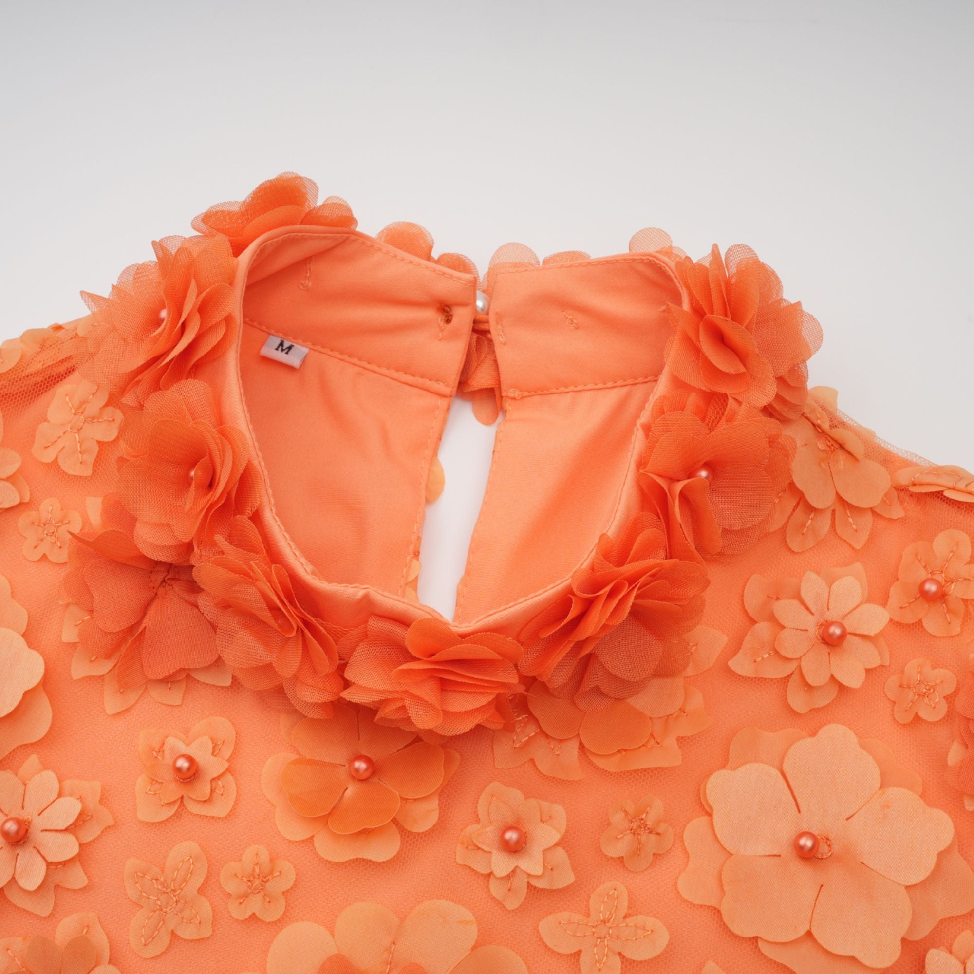 Orphée Orange Faux-Flower Mini Dress