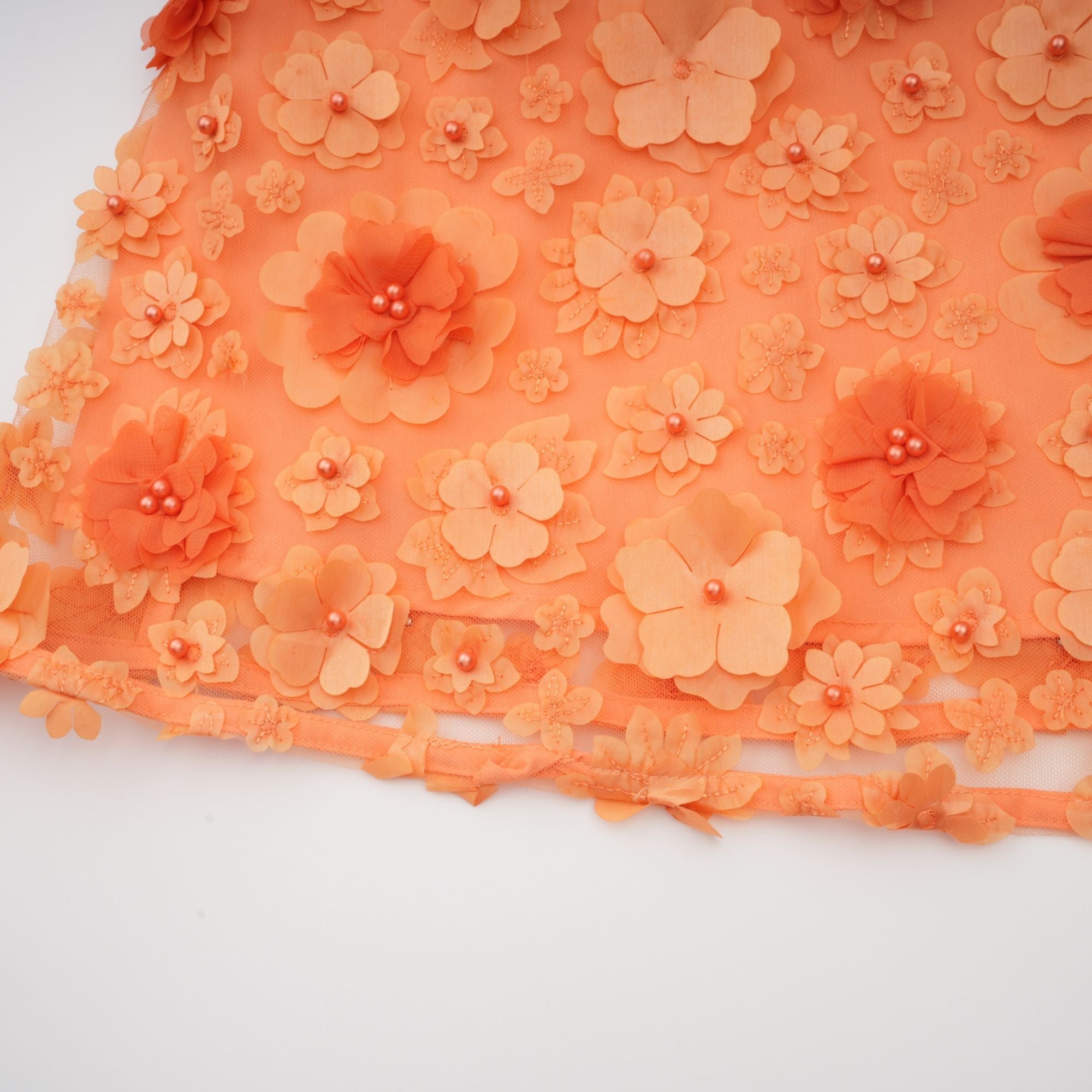 Orphée Orange Faux-Flower Mini Dress