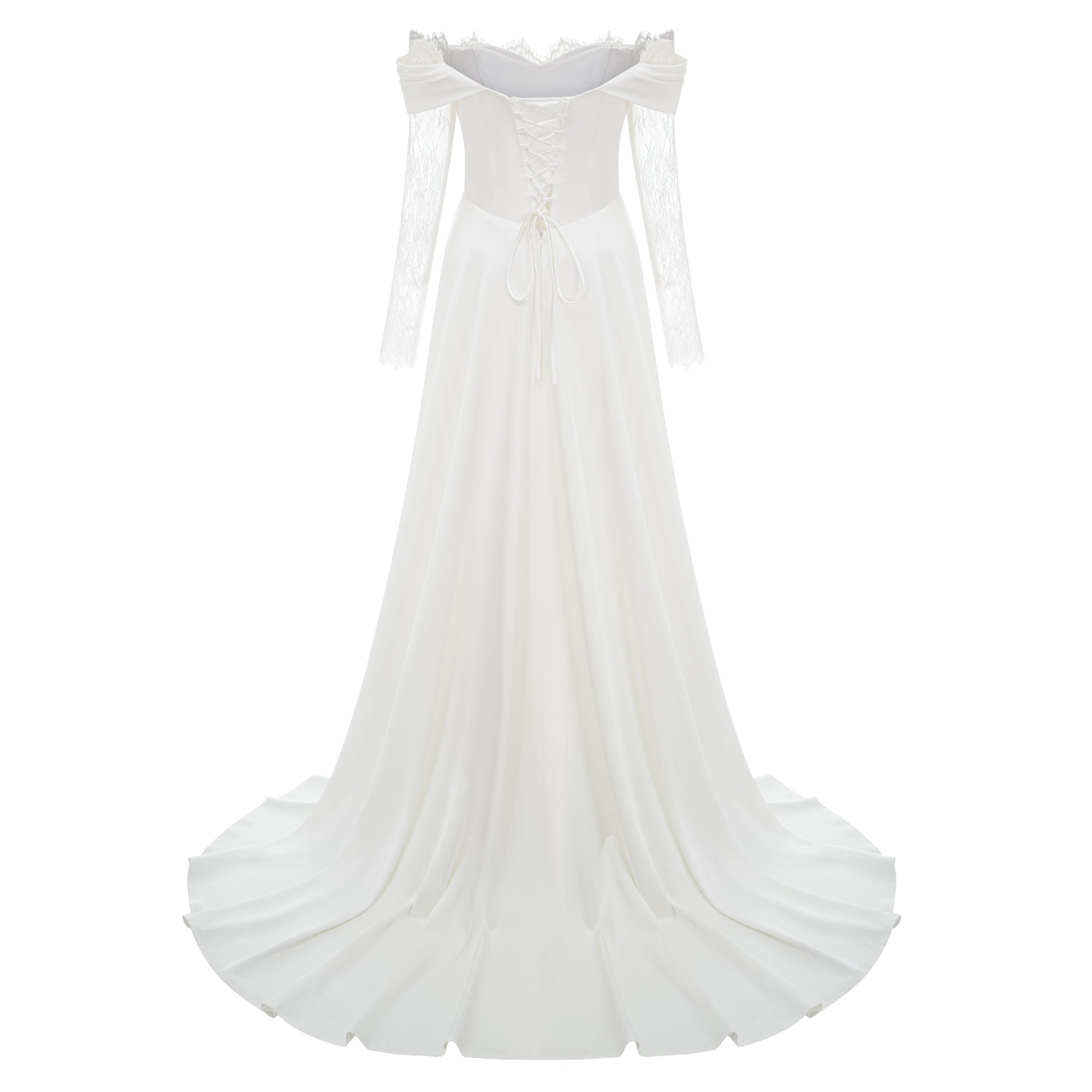Robe longue à épaules dénudées et empiècements en dentelle Víctor White