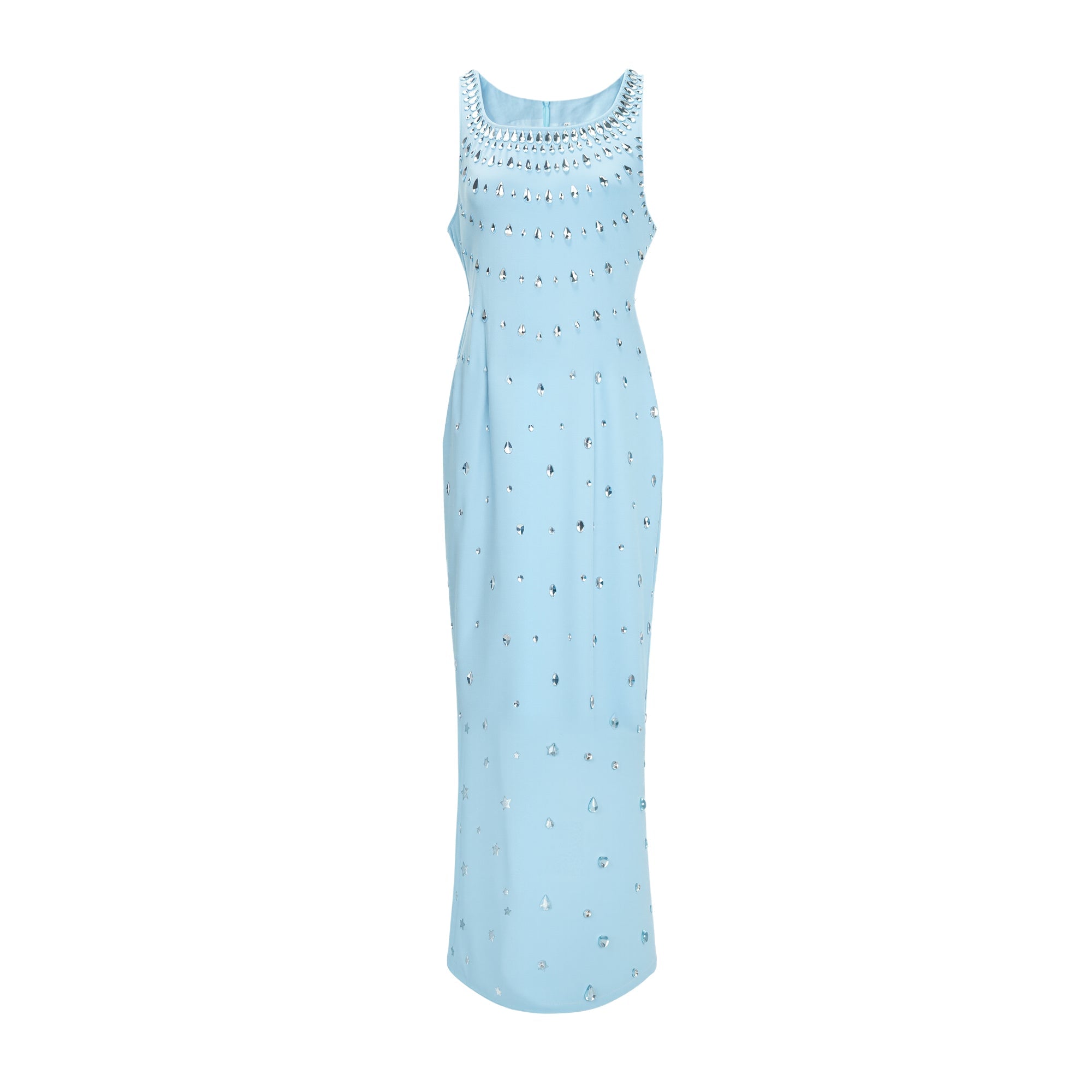 Robe longue Meris ornée de cristaux bleus