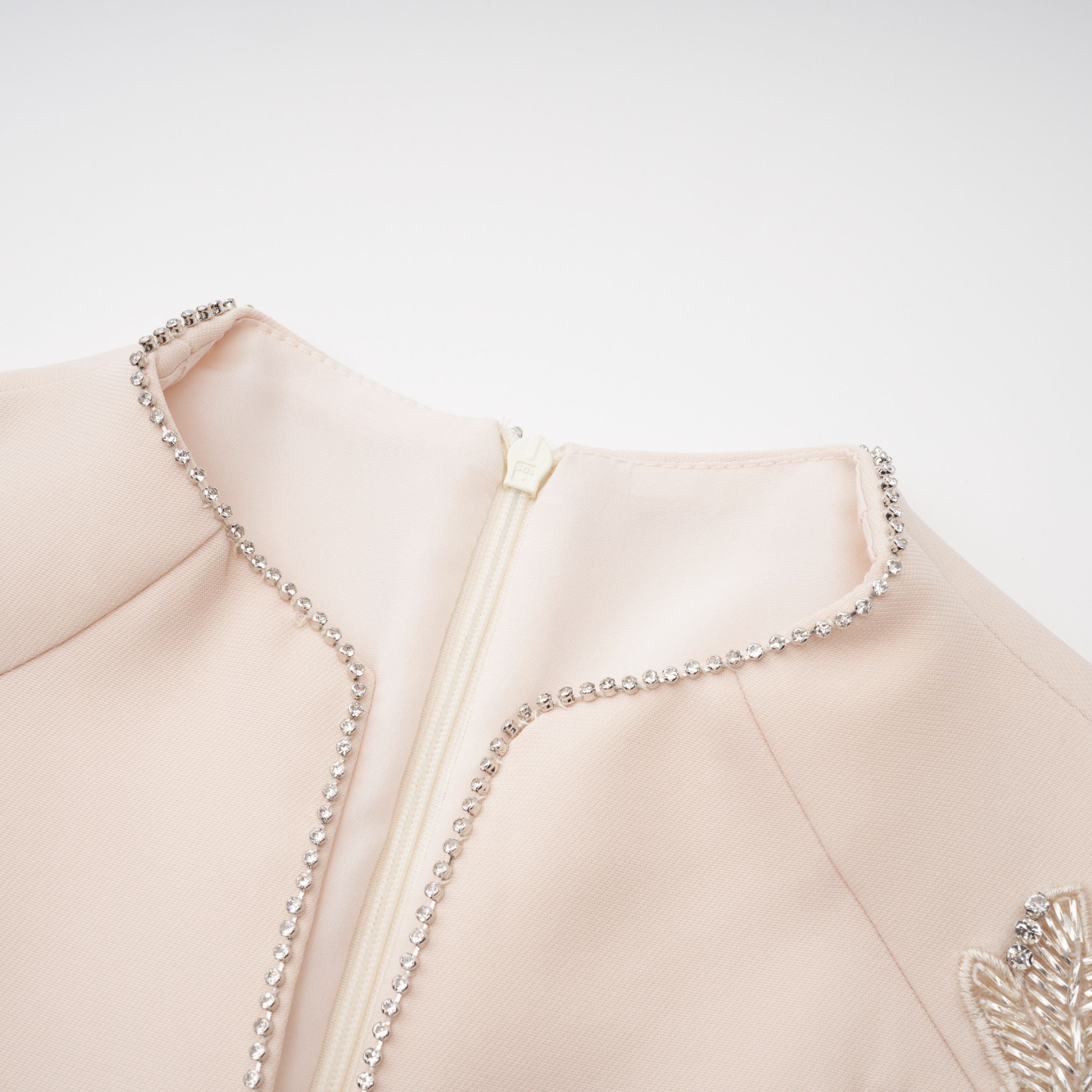 Quintella Neutral Floral Crystal Midi Dress (Final Sale-US Only)