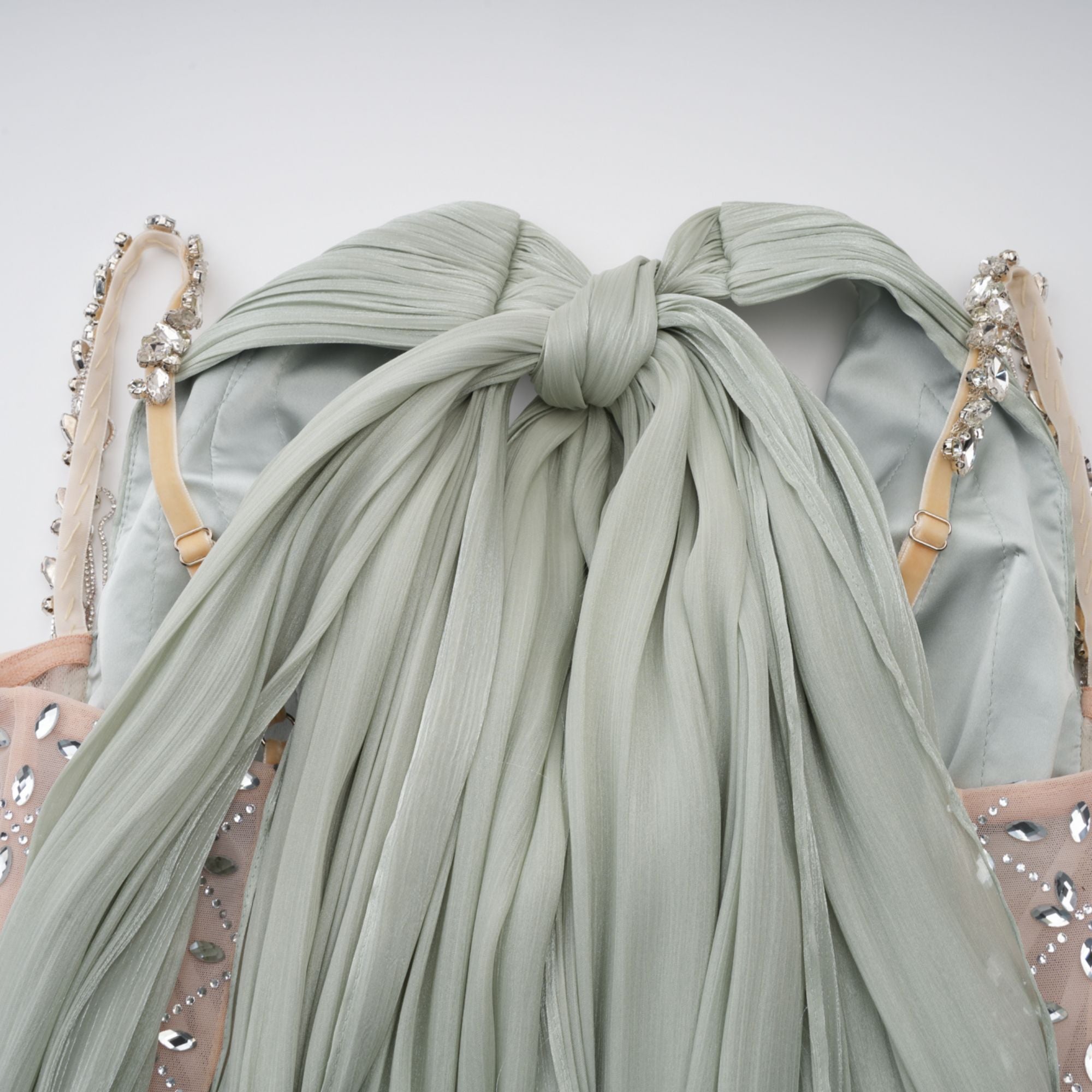 Green Rhinestone Panel Maxi Dress