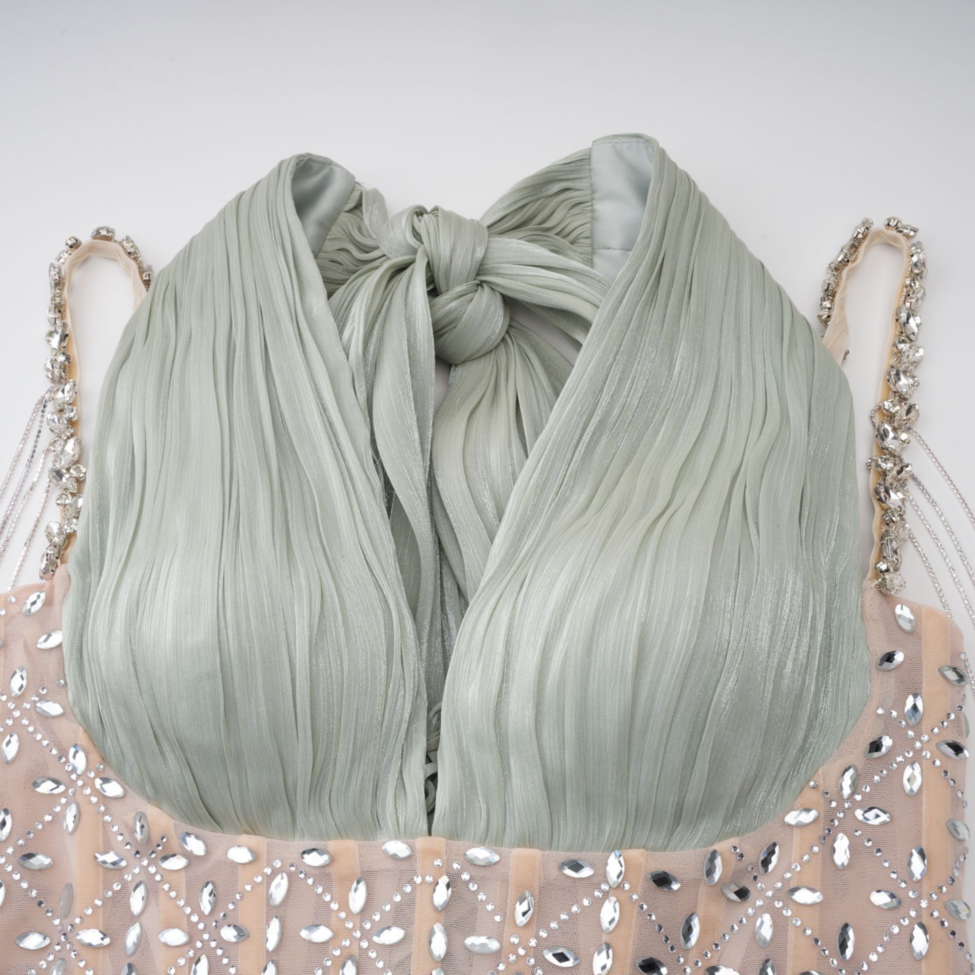 Green Rhinestone Panel Maxi Dress