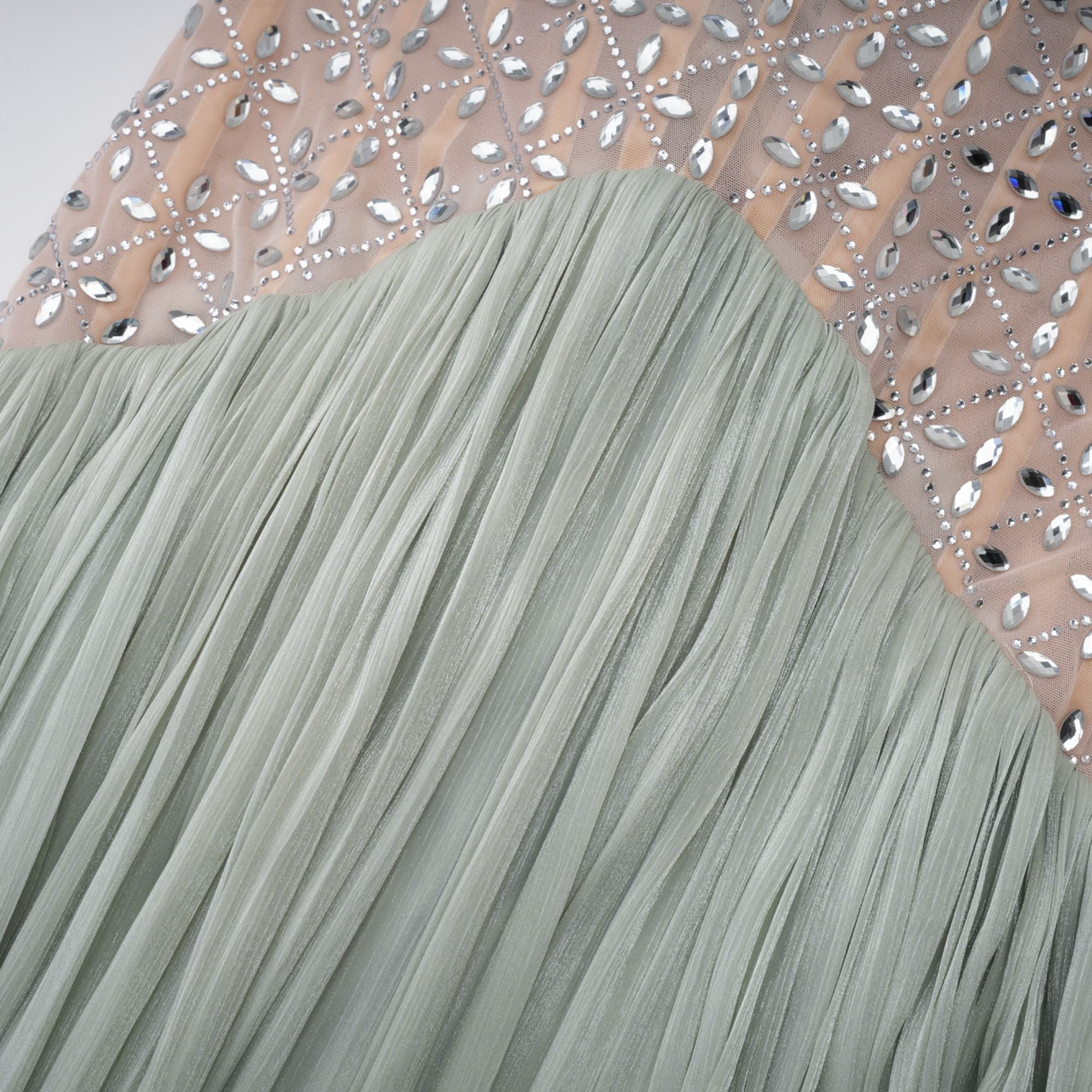 Green Rhinestone Panel Maxi Dress