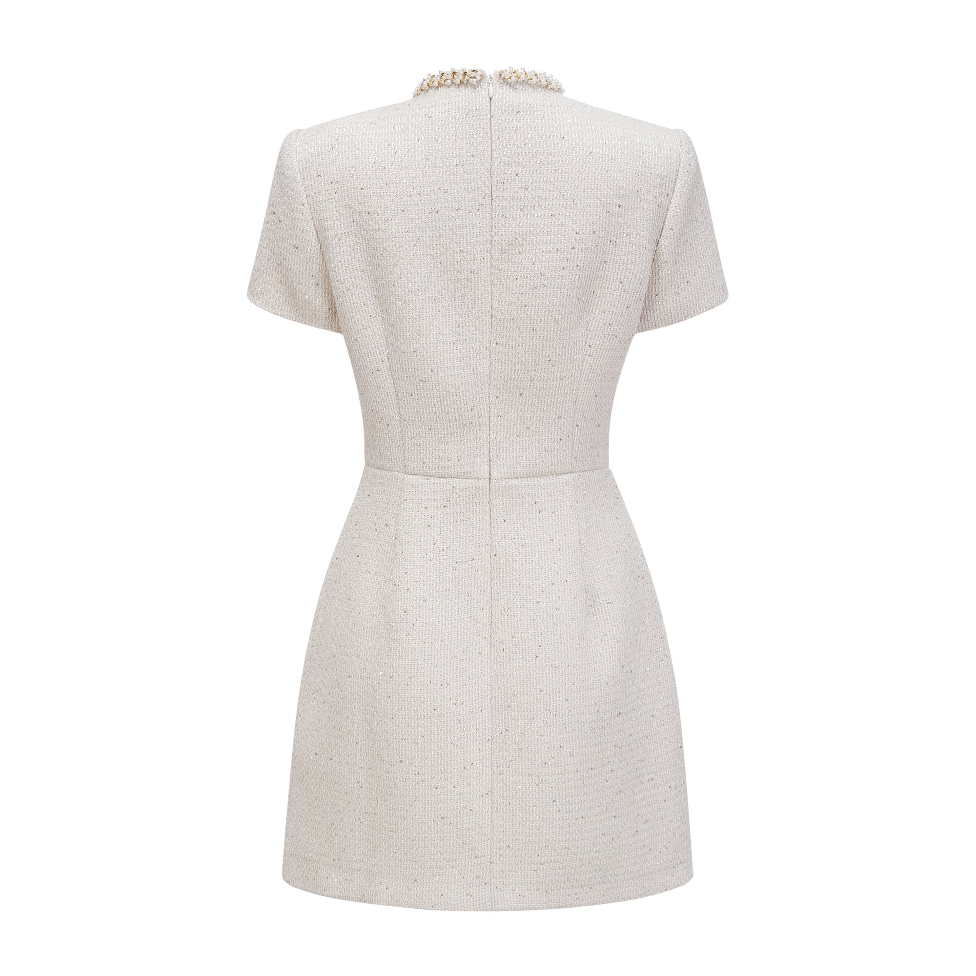 Jeanne white embellished tweed mini dress (Final Sale)