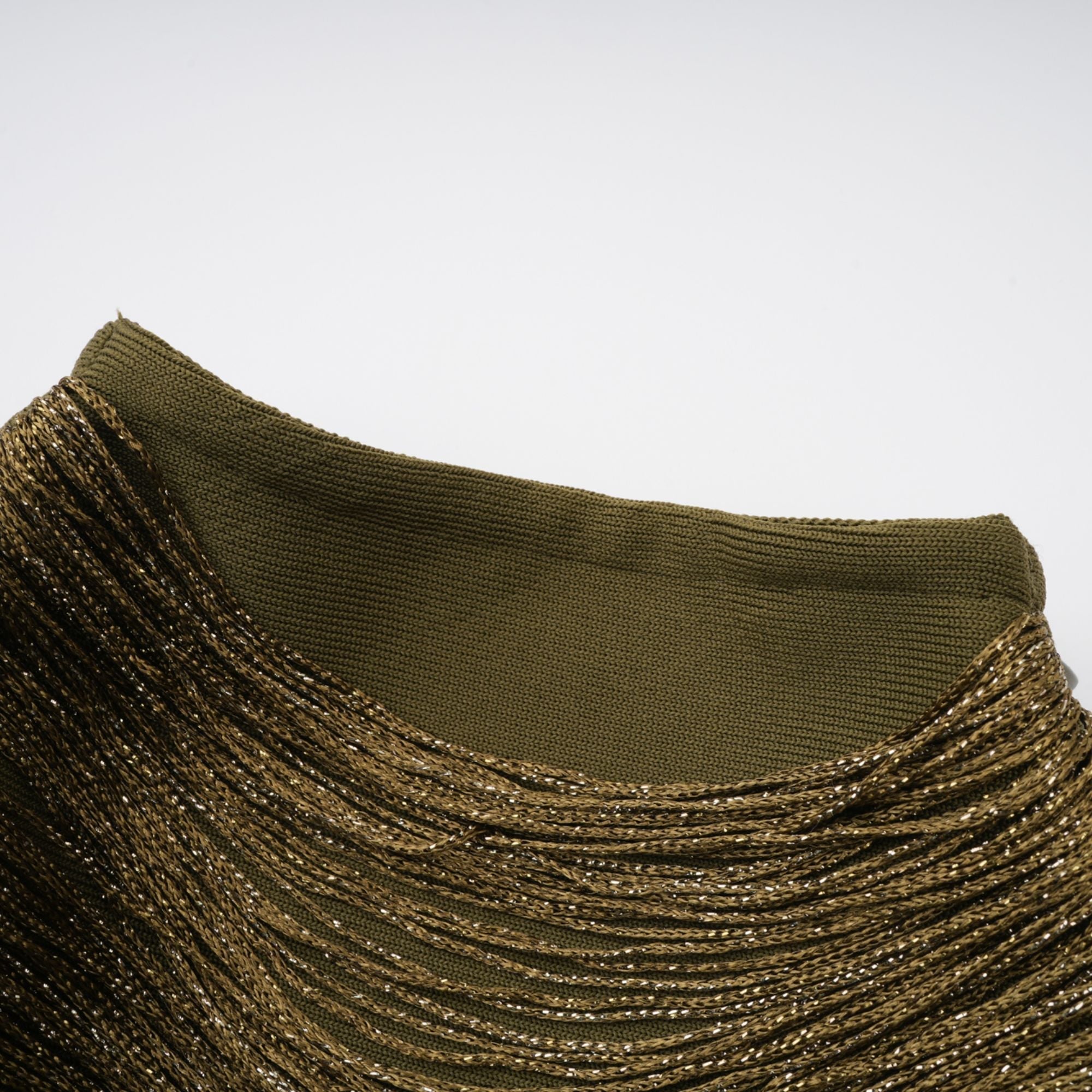 Olive green sleeveless maxi dress with a satin skirt