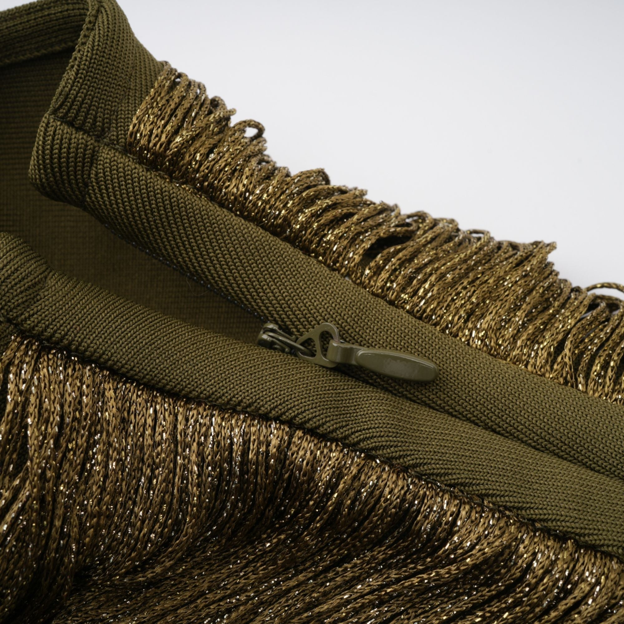 Olive green sleeveless maxi dress with a satin skirt