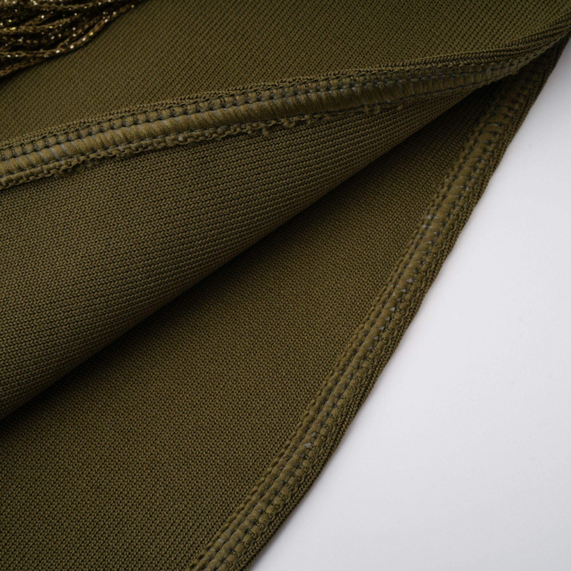 Olive green sleeveless maxi dress with a satin skirt