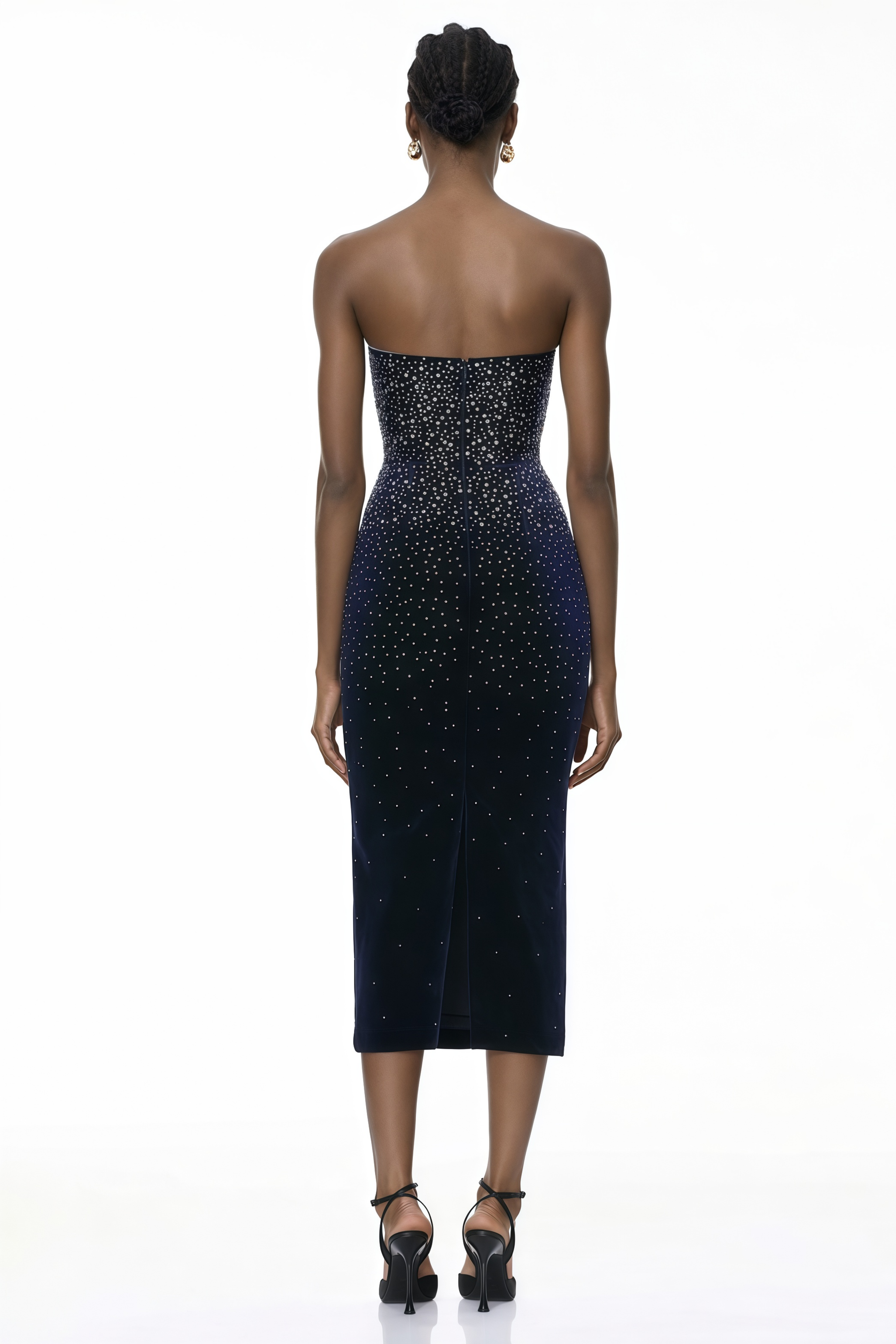 Daisy Black Rhinestone Midi Dress (Final Sale-US Only)