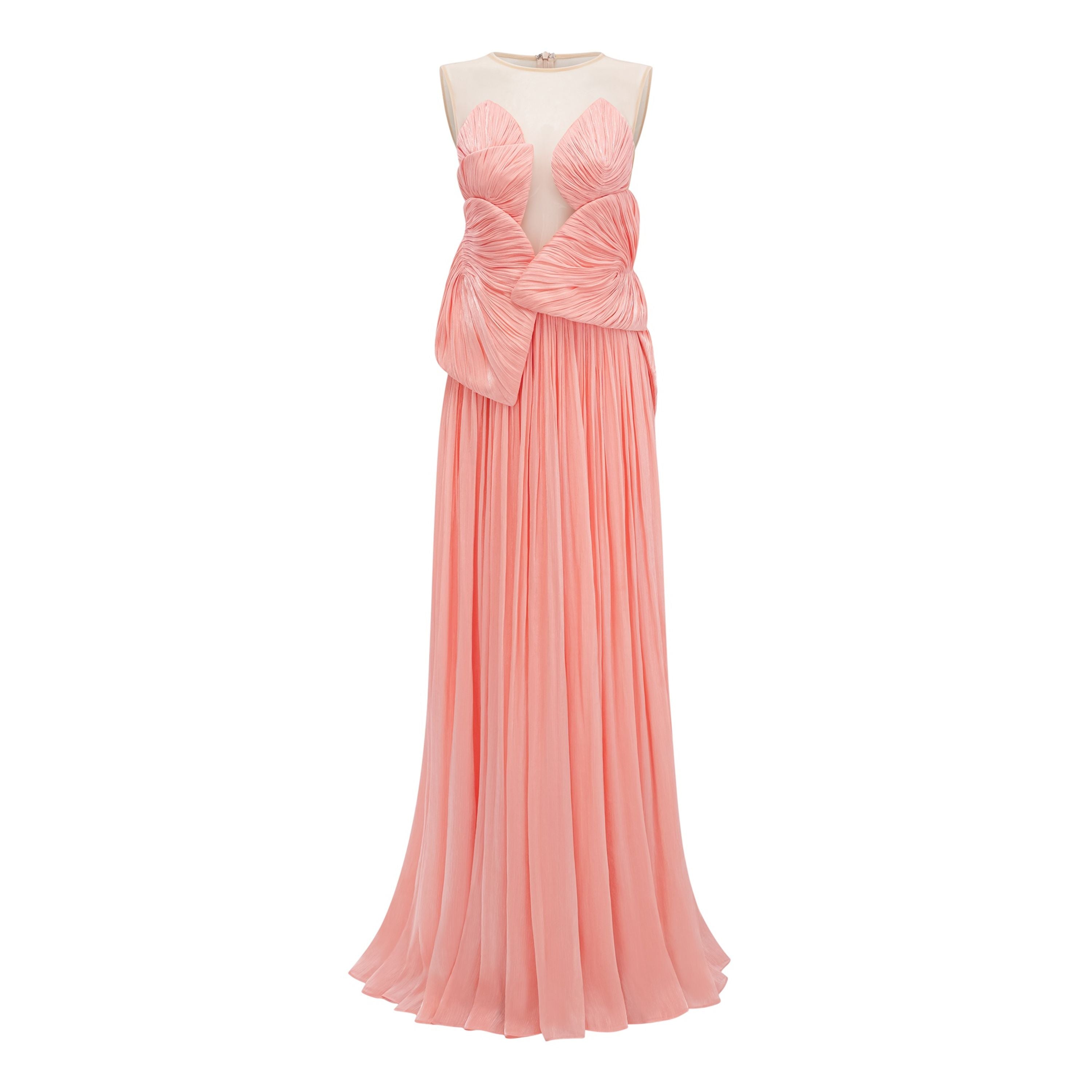 Dalila Pink Backless Asymmetrical Ruched Maxi Dress