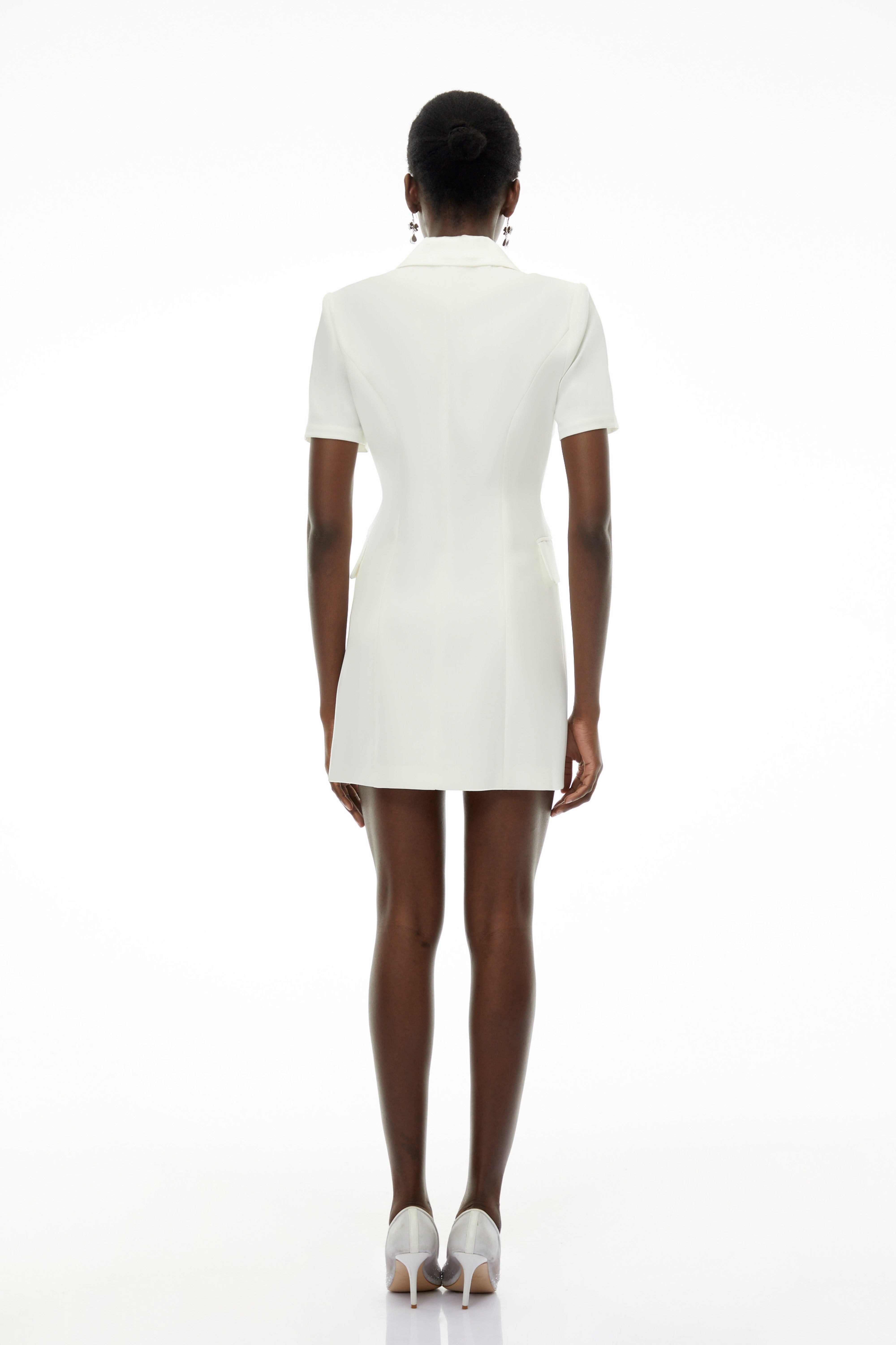 Daniella White Double-Breasted Embroidered Blazer Dress (Final Sale)