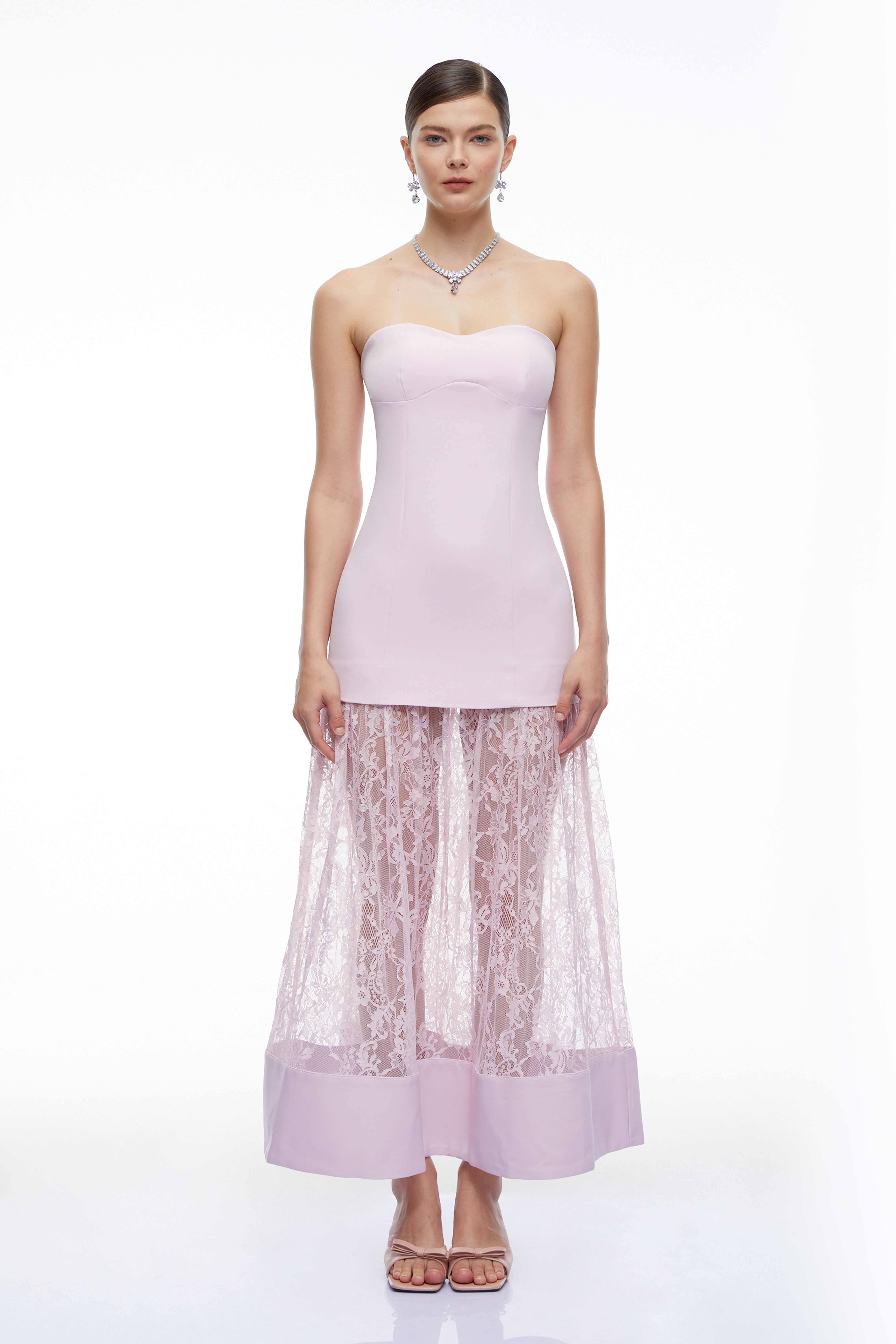Marta Lilac Strapless Sweetheart Maxi Dress