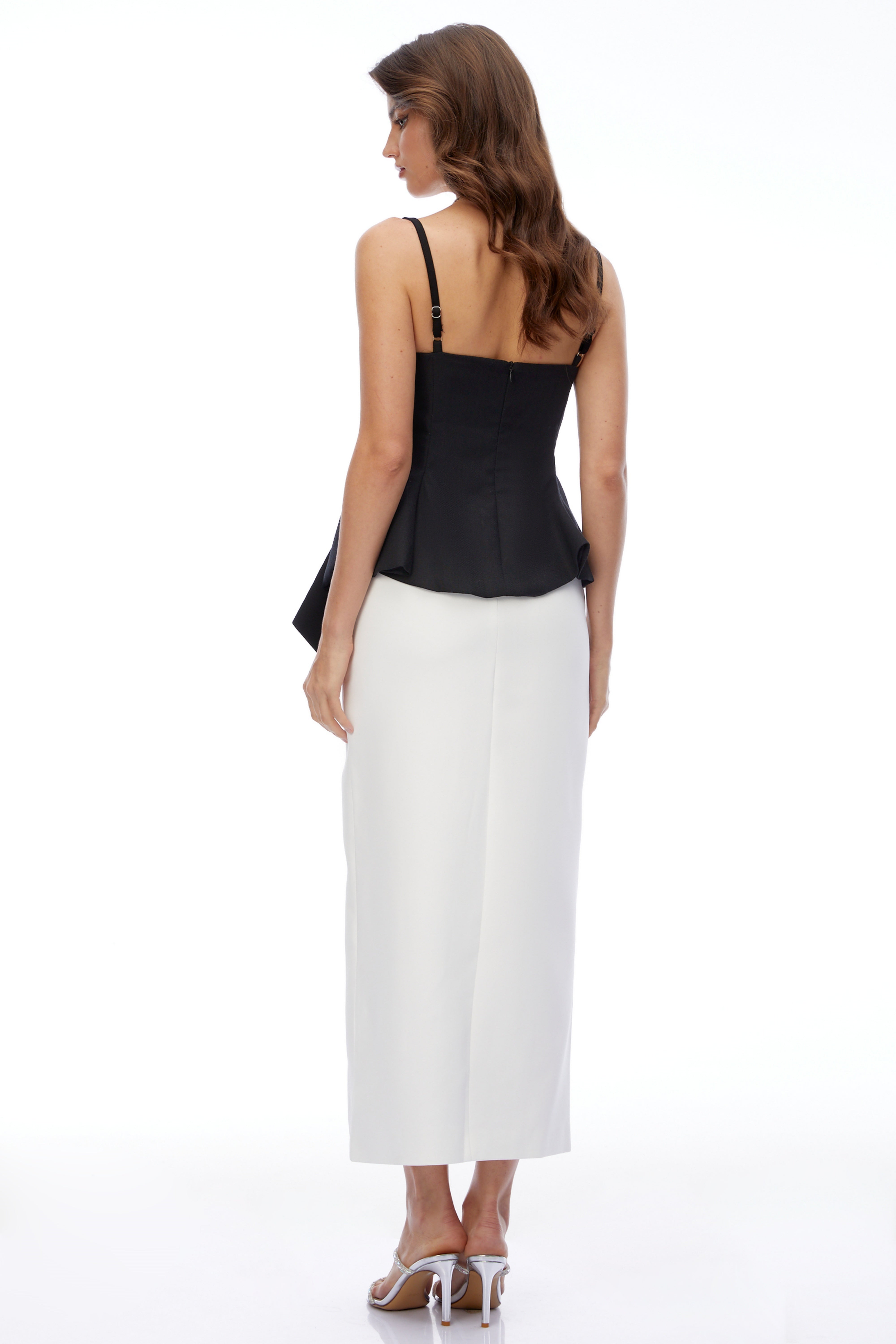 Dolores Black Round Neck Crop Top