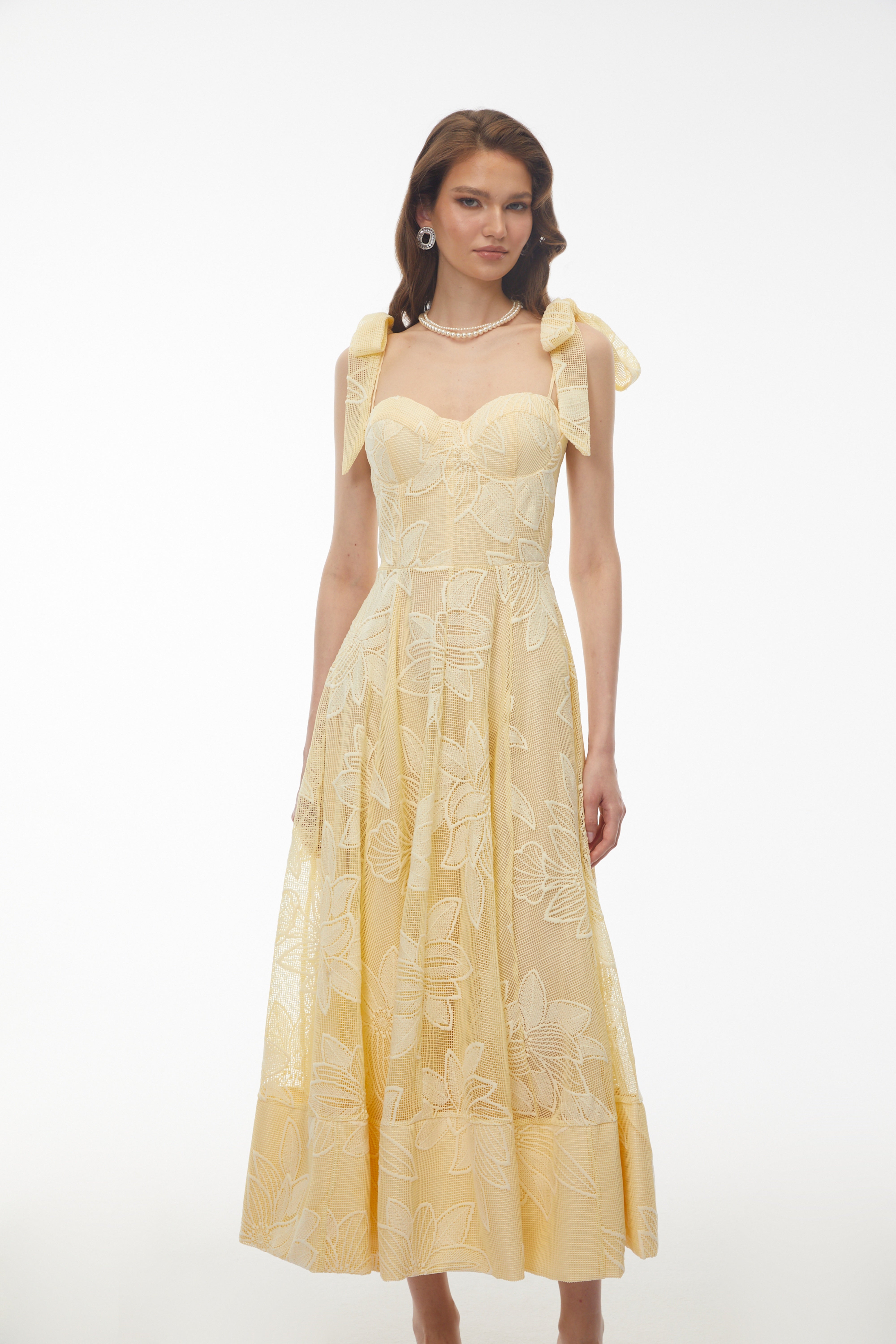 Doris Butter Yellow Sweetheart Floral Embroidered Maxi Dress (Final Sale-US Only)