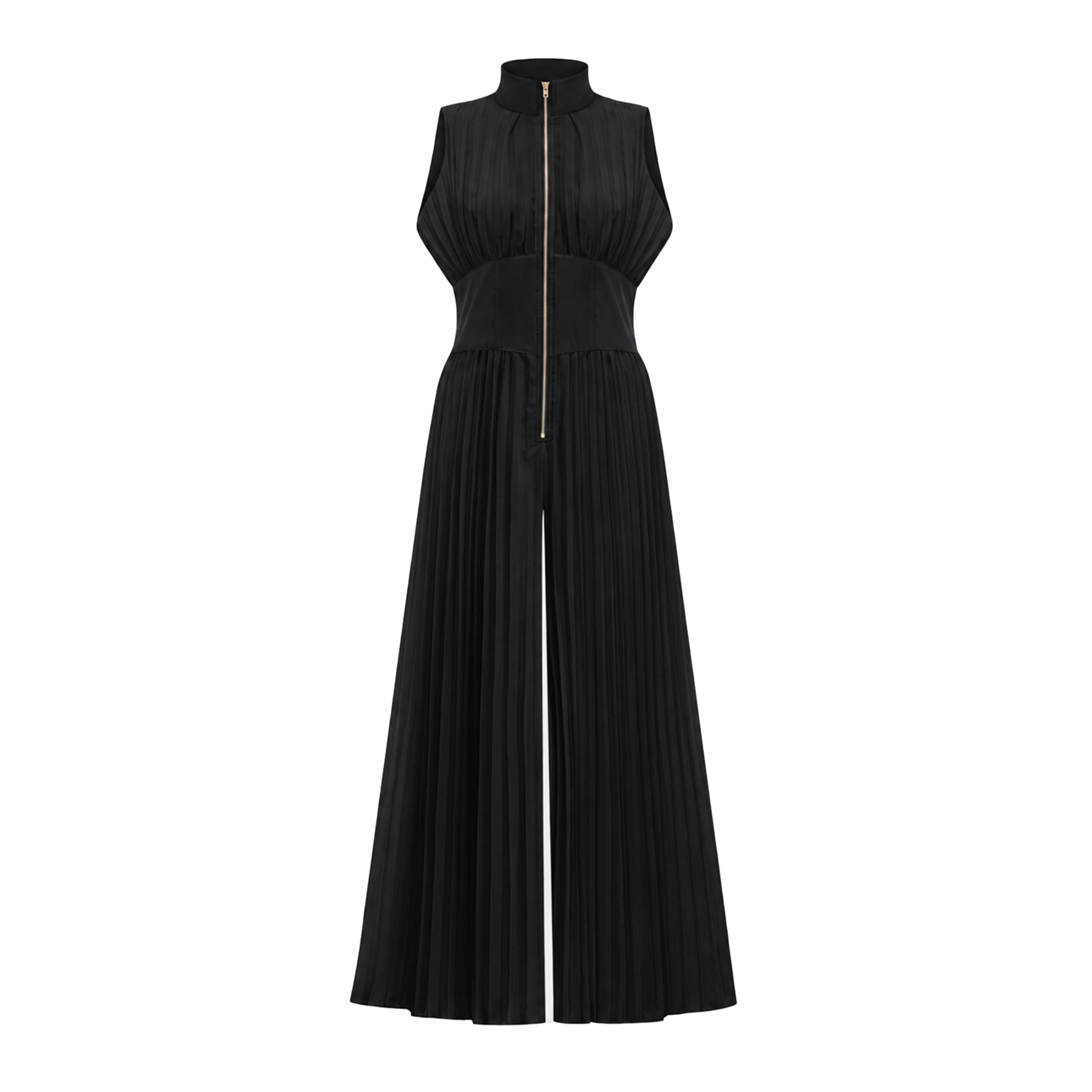 Ecem Black Mock Neck Ruched Jumpsuit