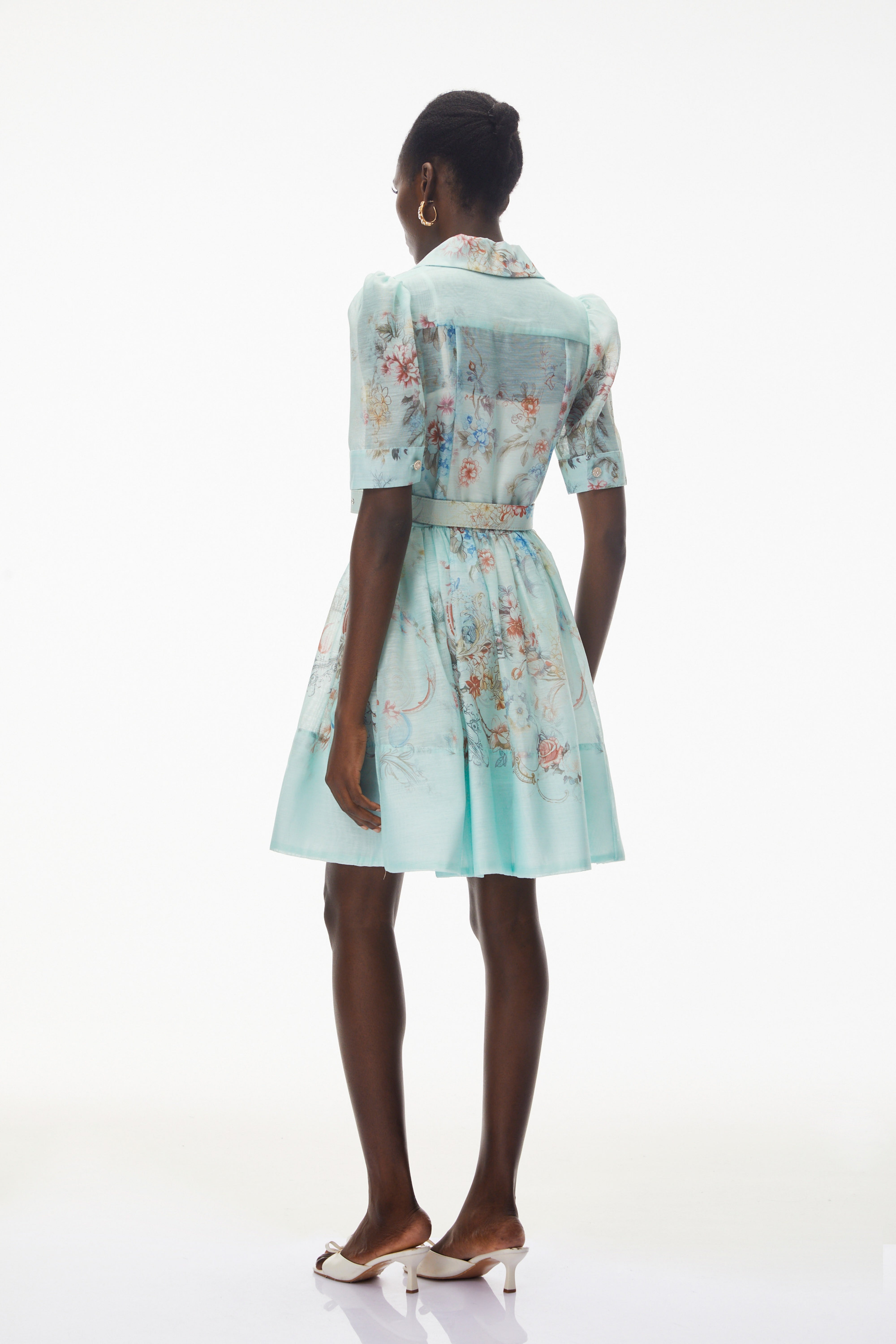 Elisheva Mint Green Floral Print Mini Dress (Final Sale-US Only)