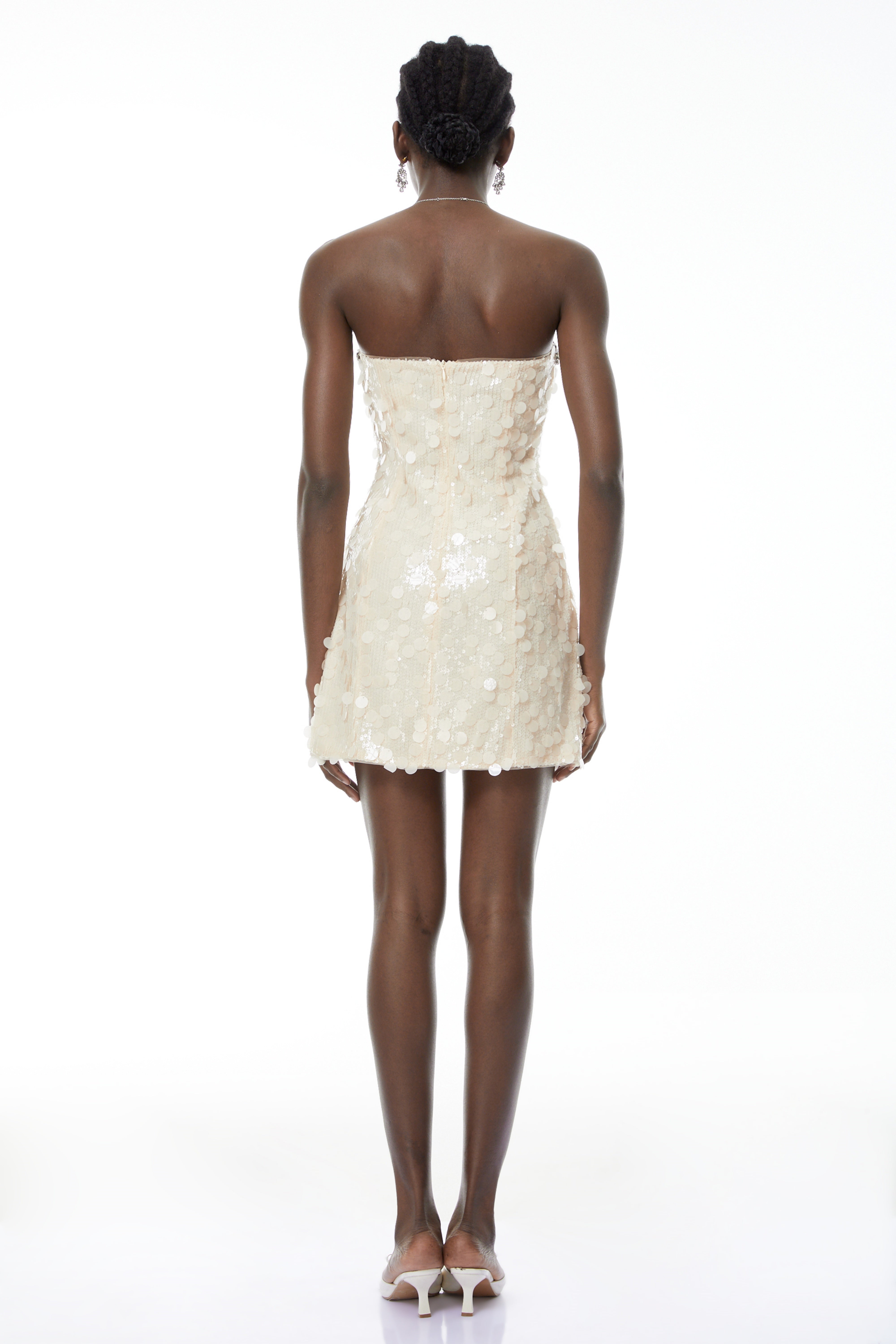 Mini-robe Elliana blanc crème à paillettes
