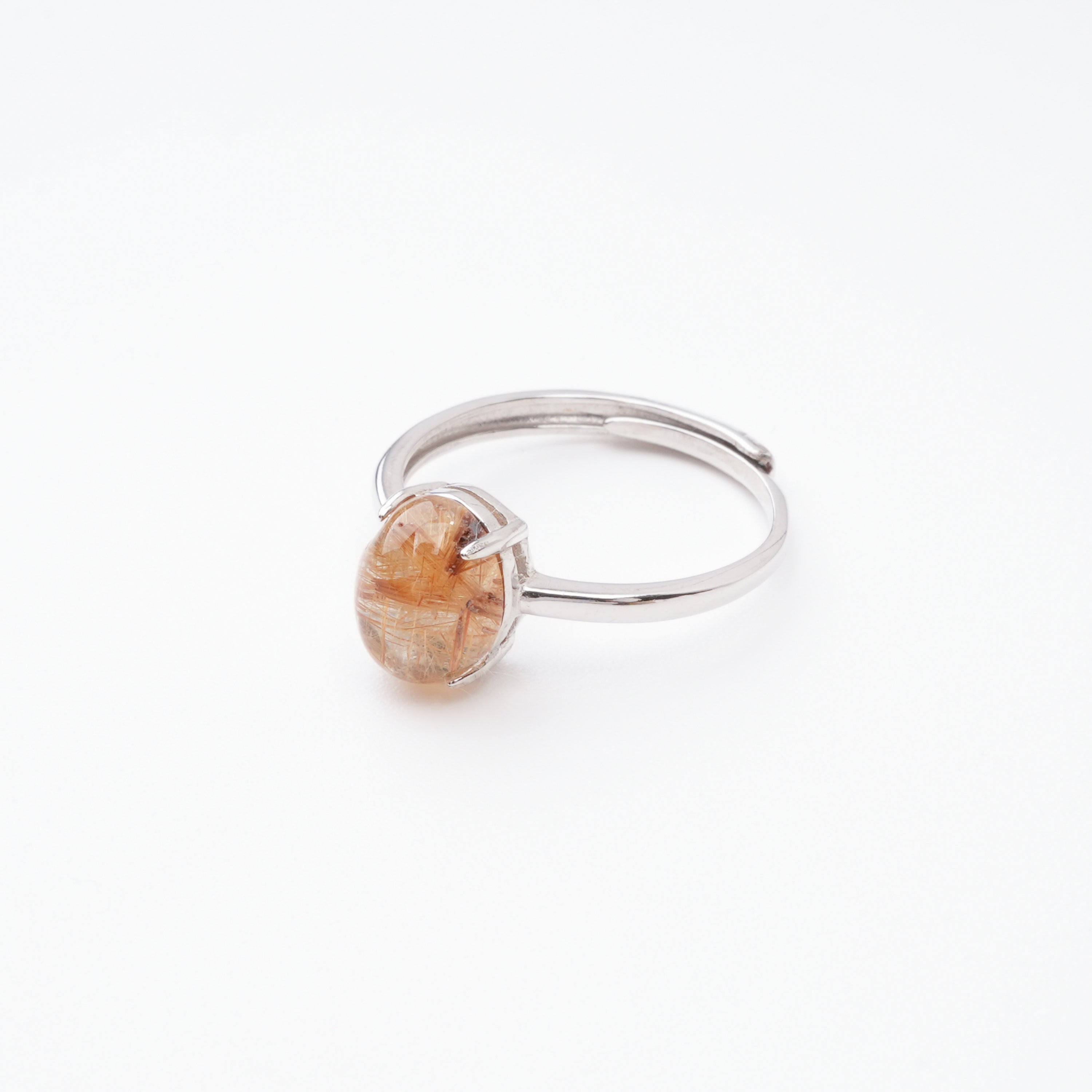 Estelle Red Rutilated Quartz Oval Cabochon Sterling Silver Ring