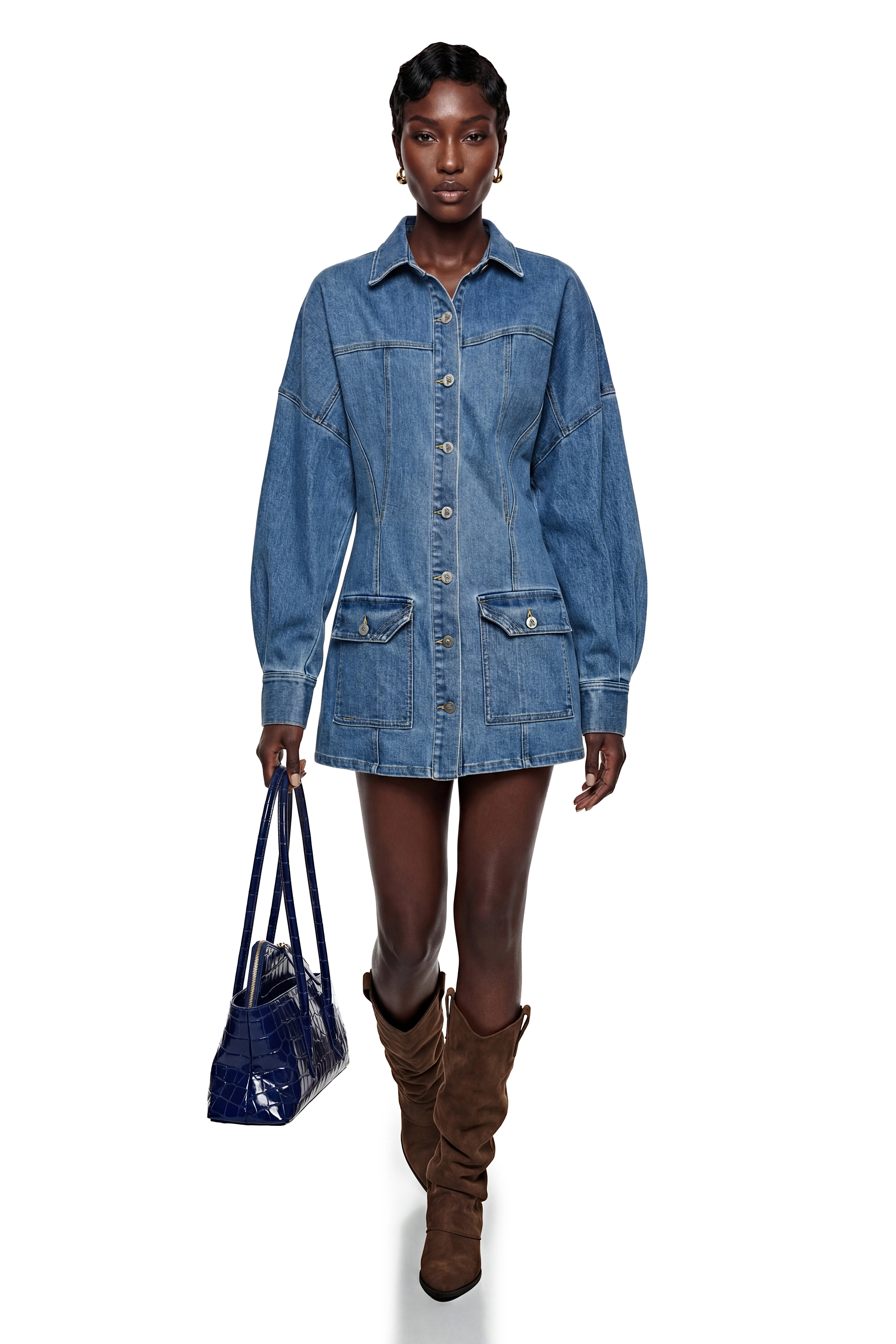 Veste en jean à boutons « Eurydice Blue » (Vente définitive – États-Unis uniquement)