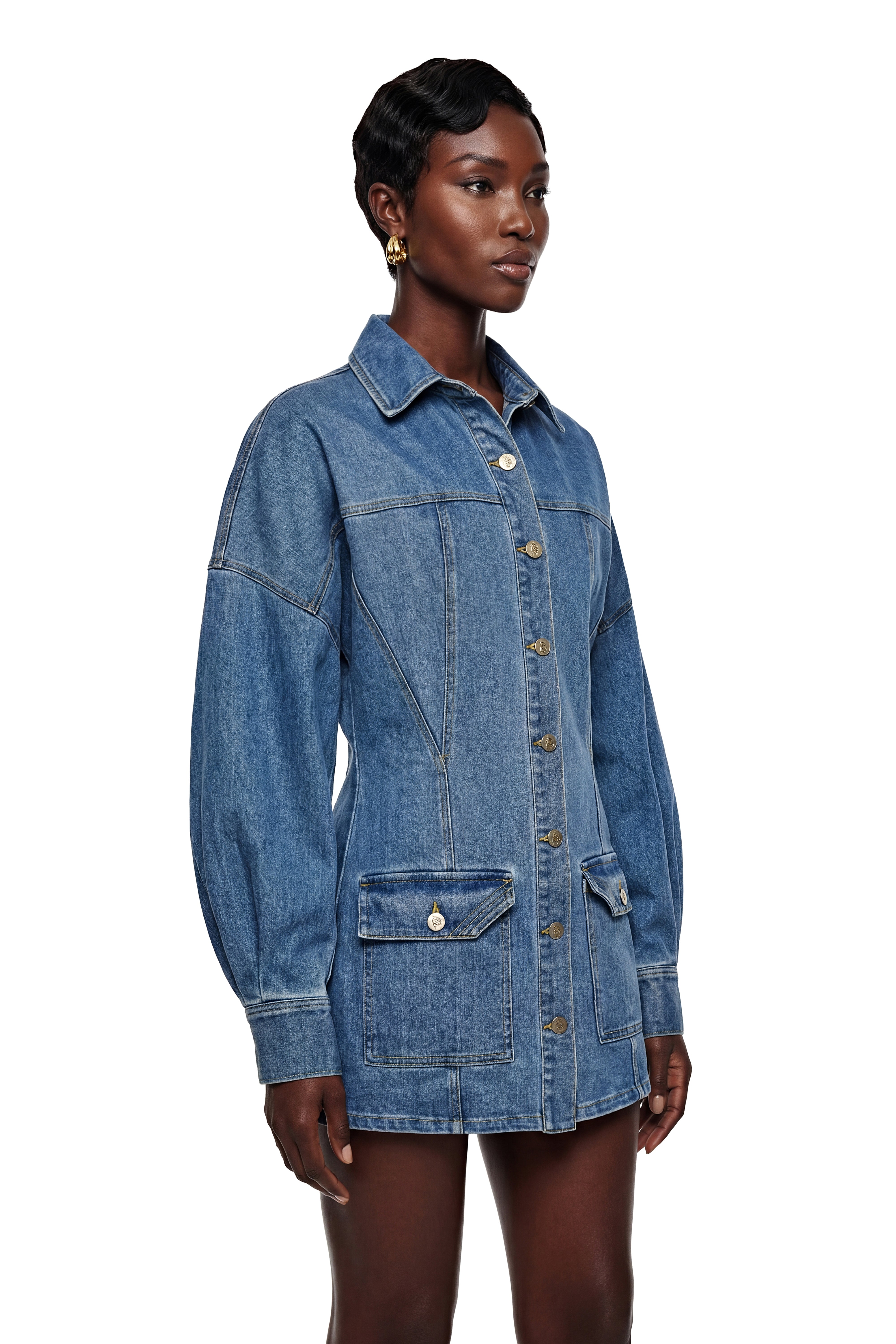 Eurydice Blue Button Down Denim Jacket (Final Sale-US Only)