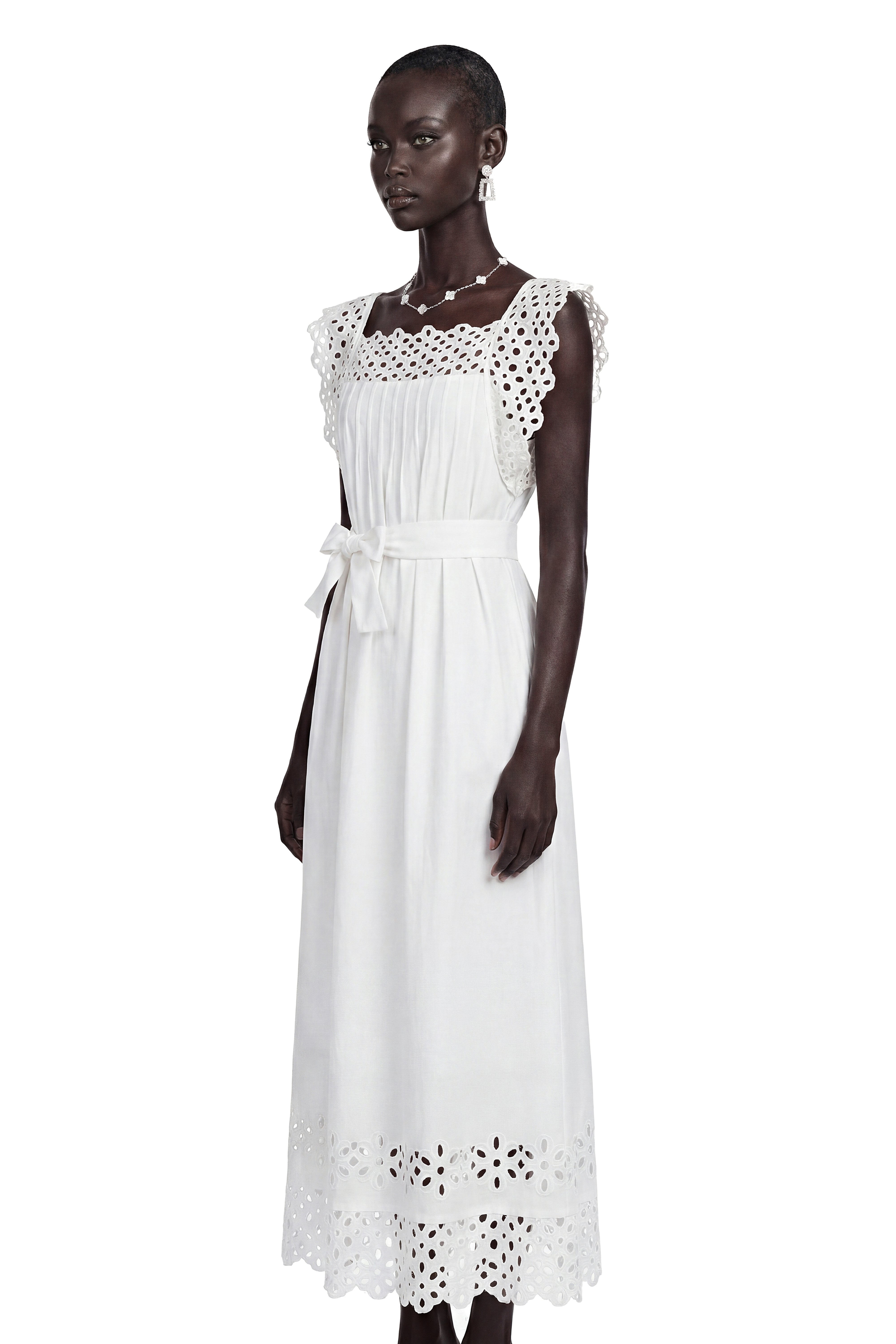 Robe longue plissée à découpes Farrah White