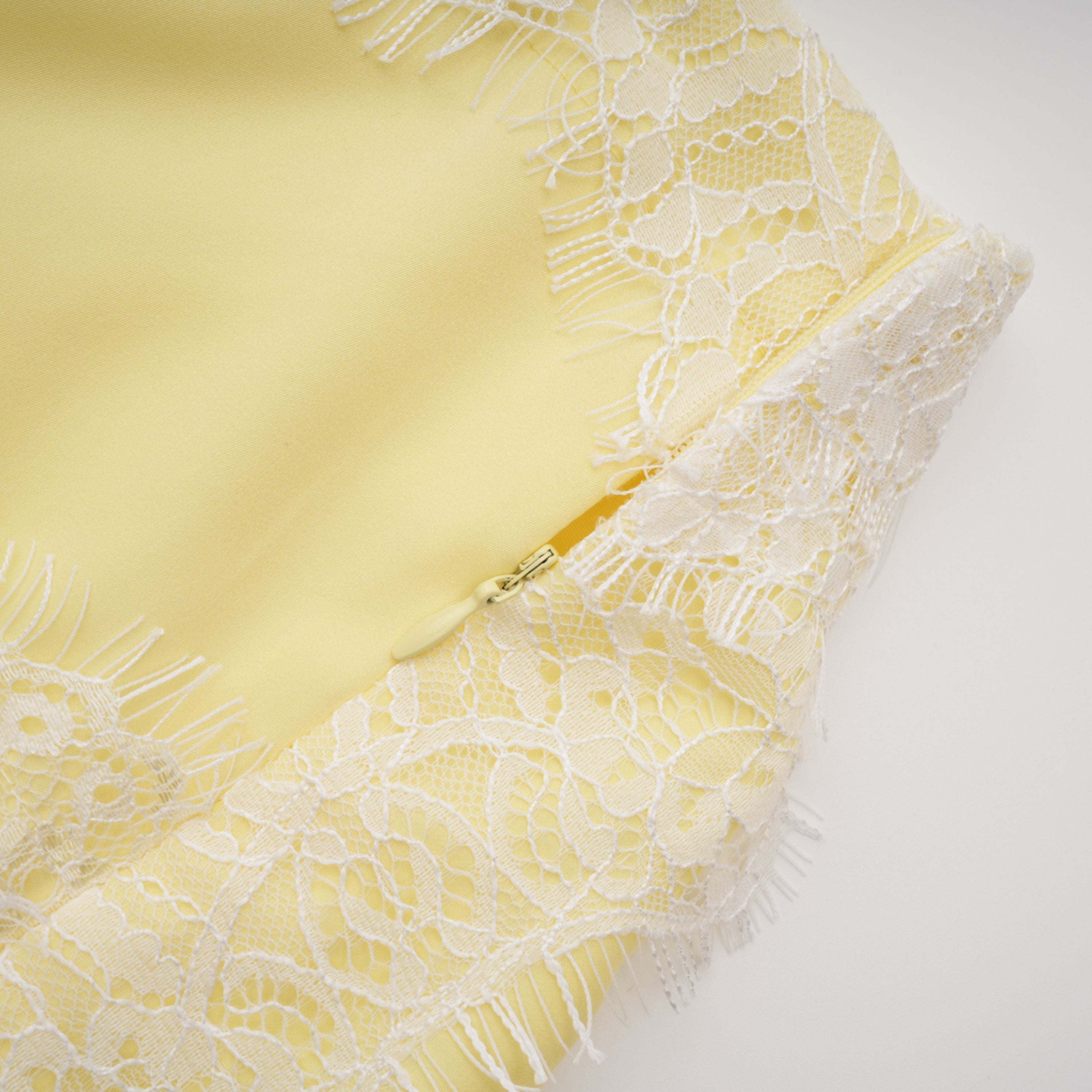 Fiamma Yellow Gathered Lace Panel Maxi Dress