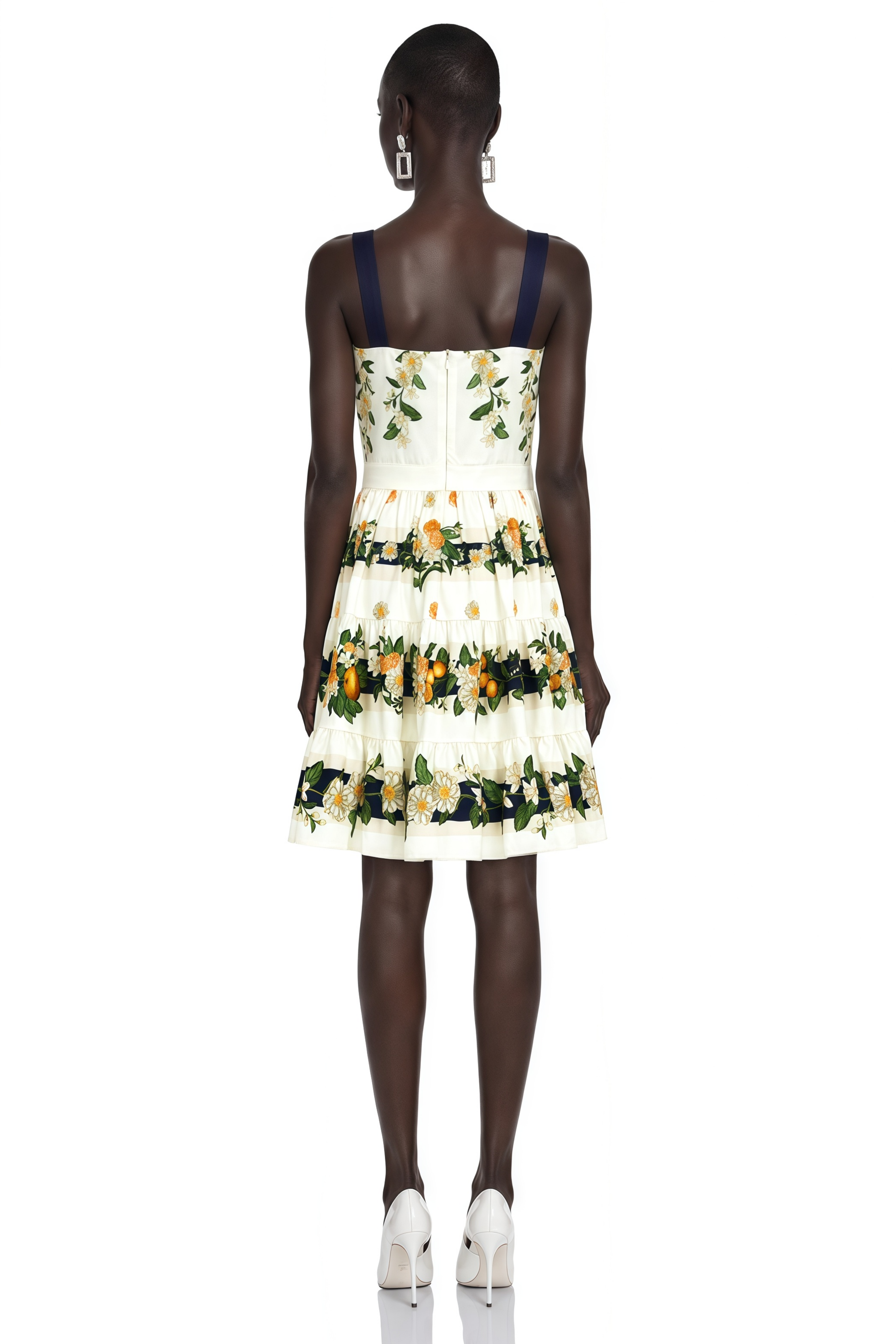 Fiorenza Green Citrus Print Square Neck Mini Dress