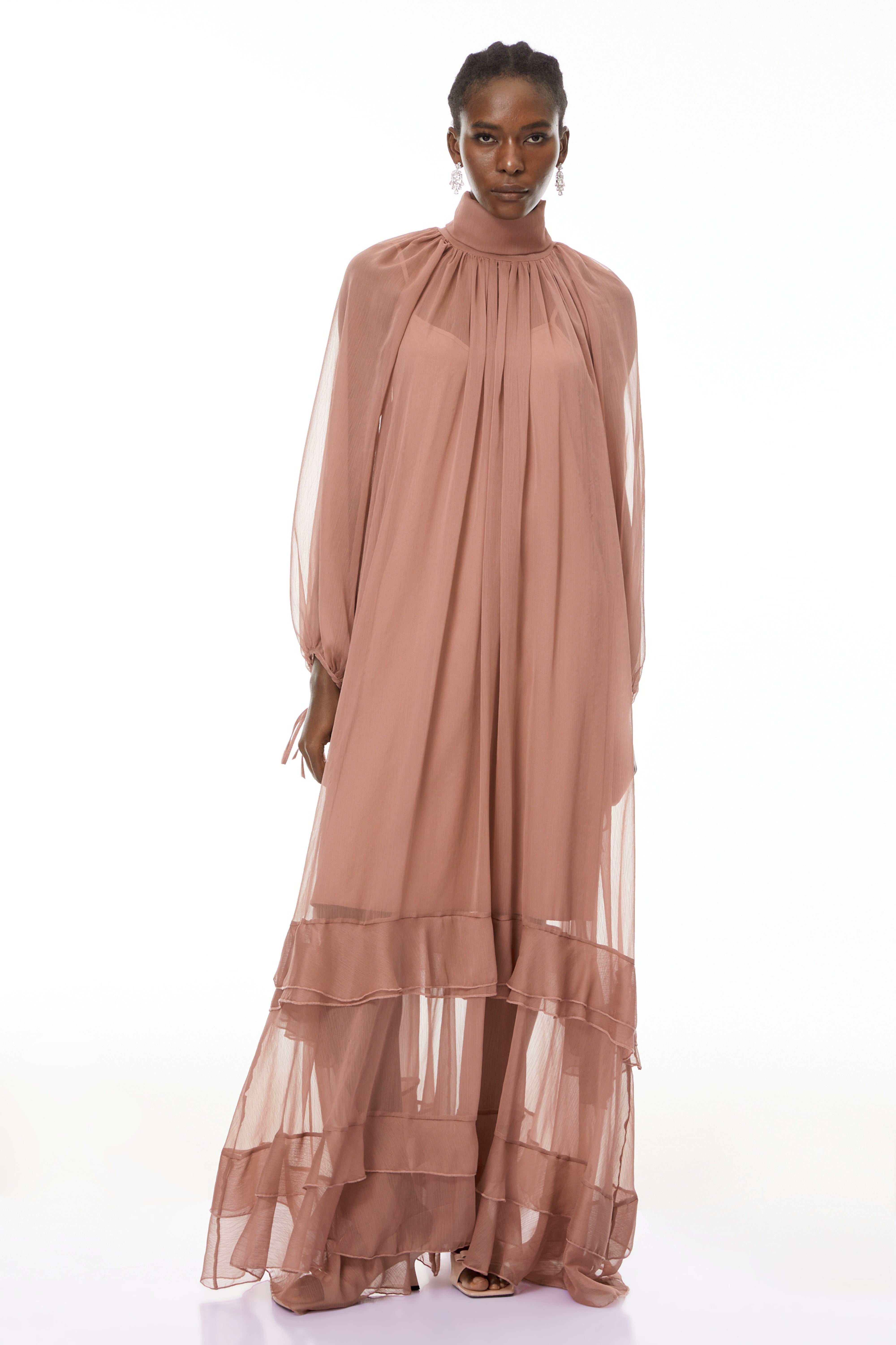 Fiorenza Pink Shirred Tiered Maxi Dress (Final Sale-US Only)