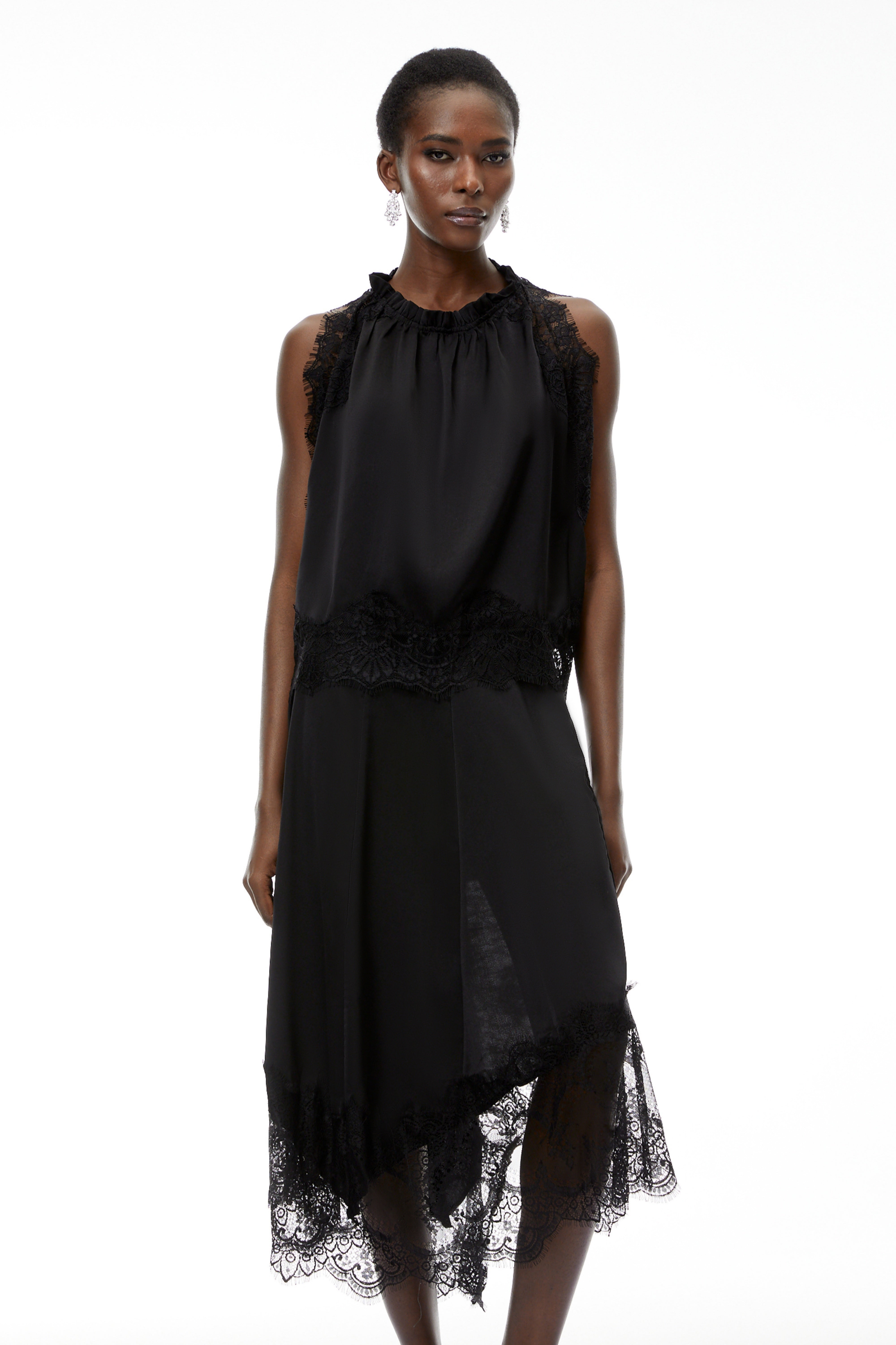 Florence Black Lace Panel Top & Skirt Set (Final Sale-US Only)