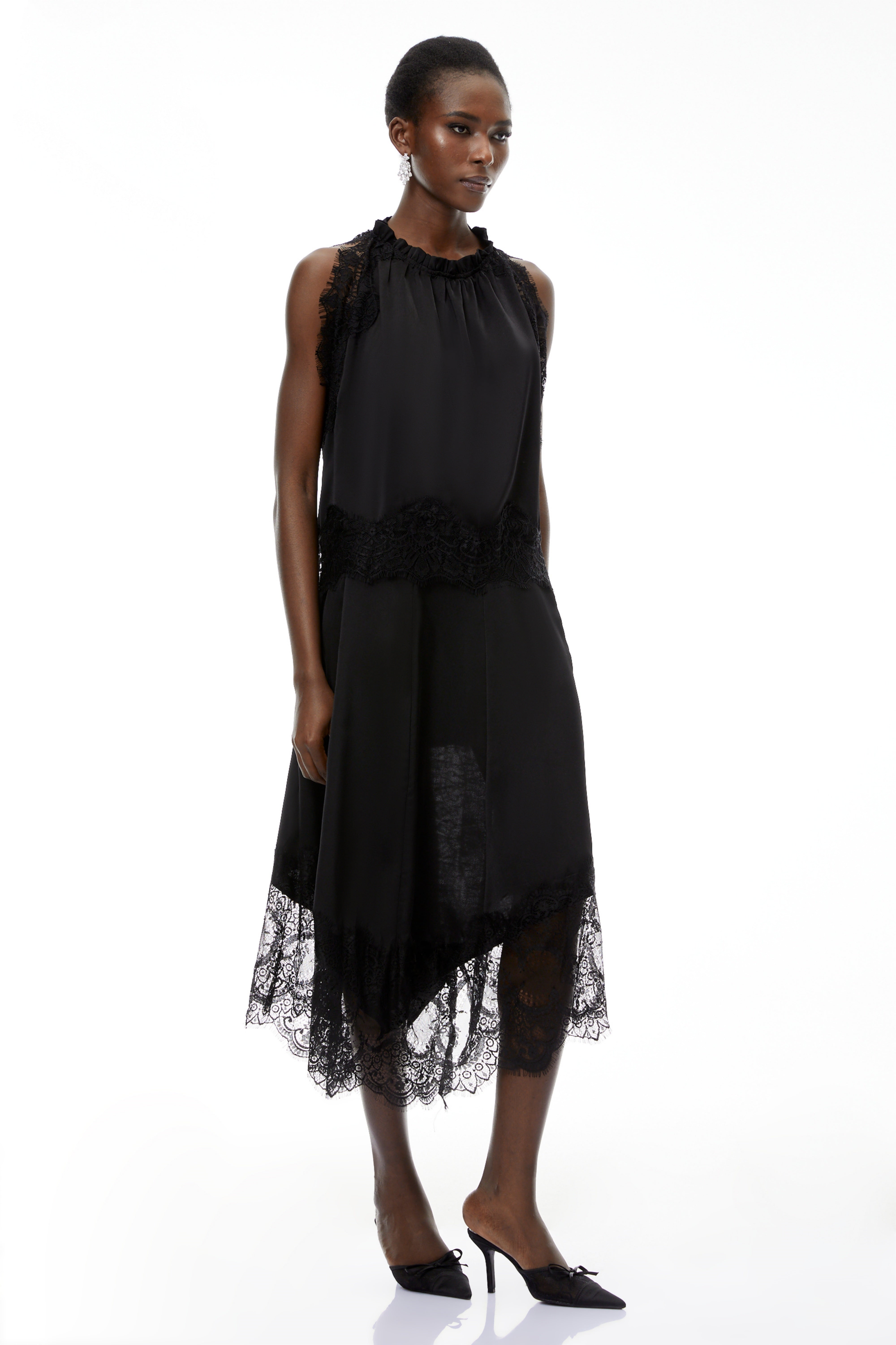 Florence Black Lace Panel Top & Skirt Set (Final Sale-US Only)