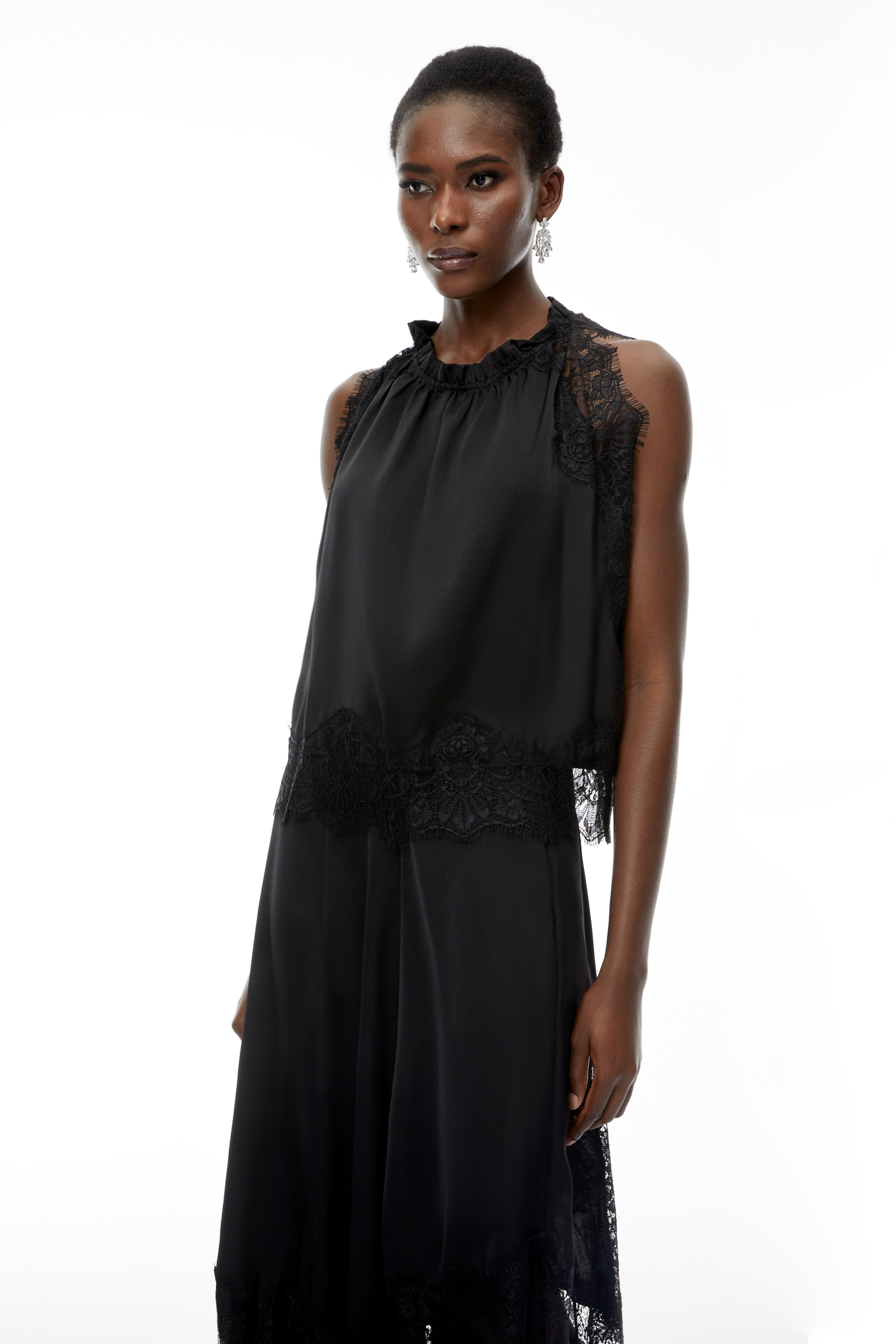 Florence Black Lace Panel Top & Skirt Set (Final Sale-US Only)