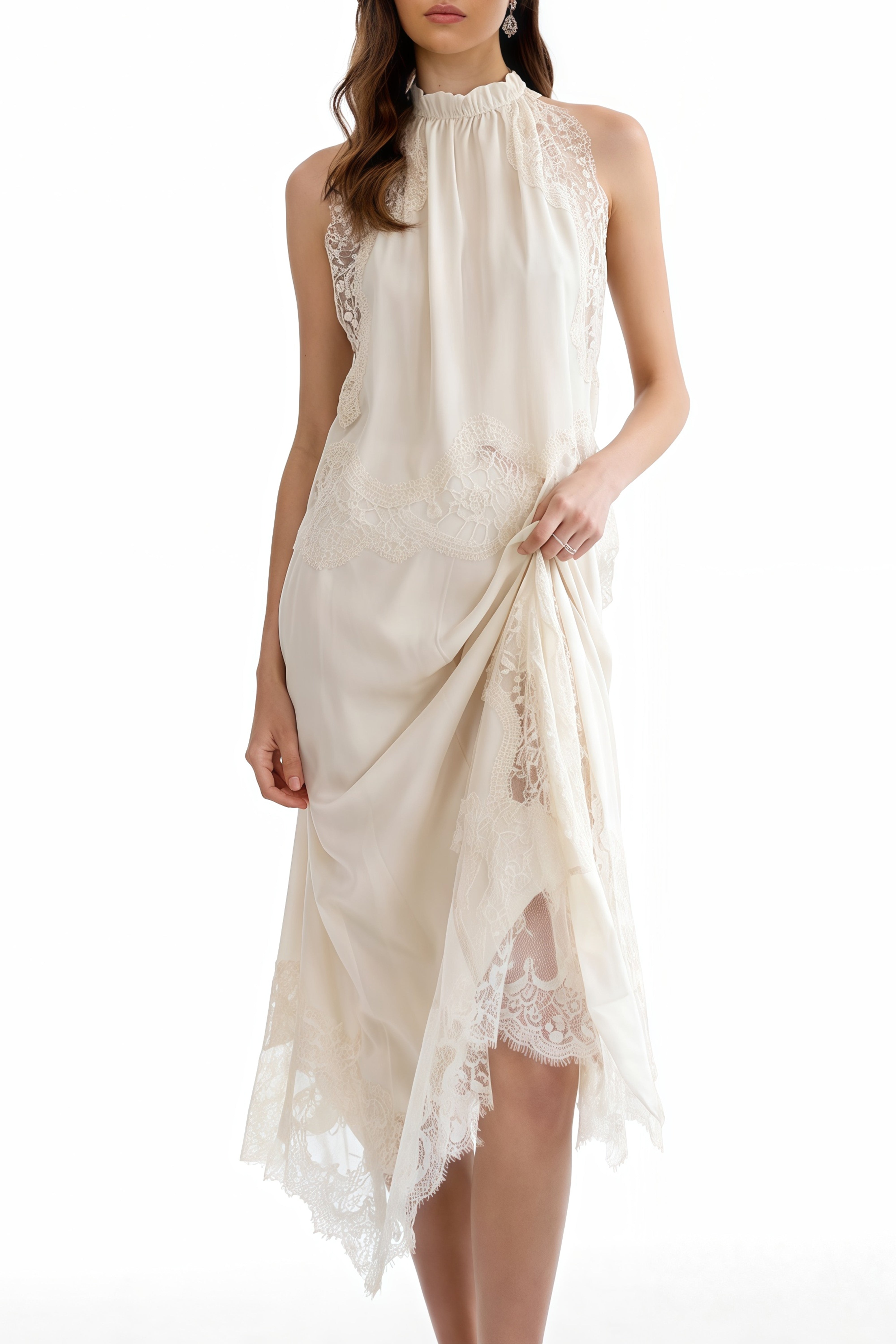 Florence White Lace Panel Top & Skirt Set (Final Sale-US Only)