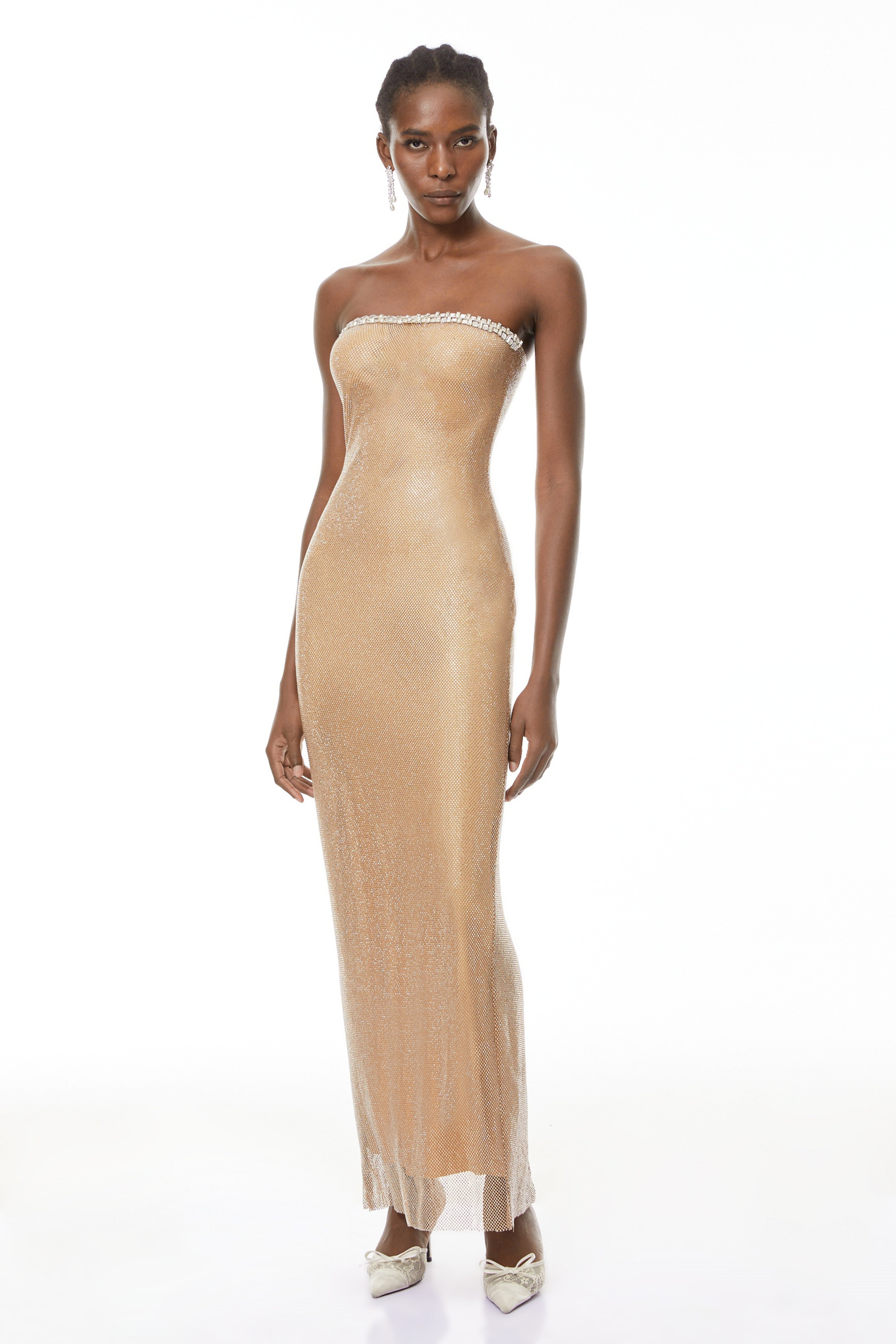 Gabriela Gold Crystal Embellished Maxi Dress (Final Sale-US Only)
