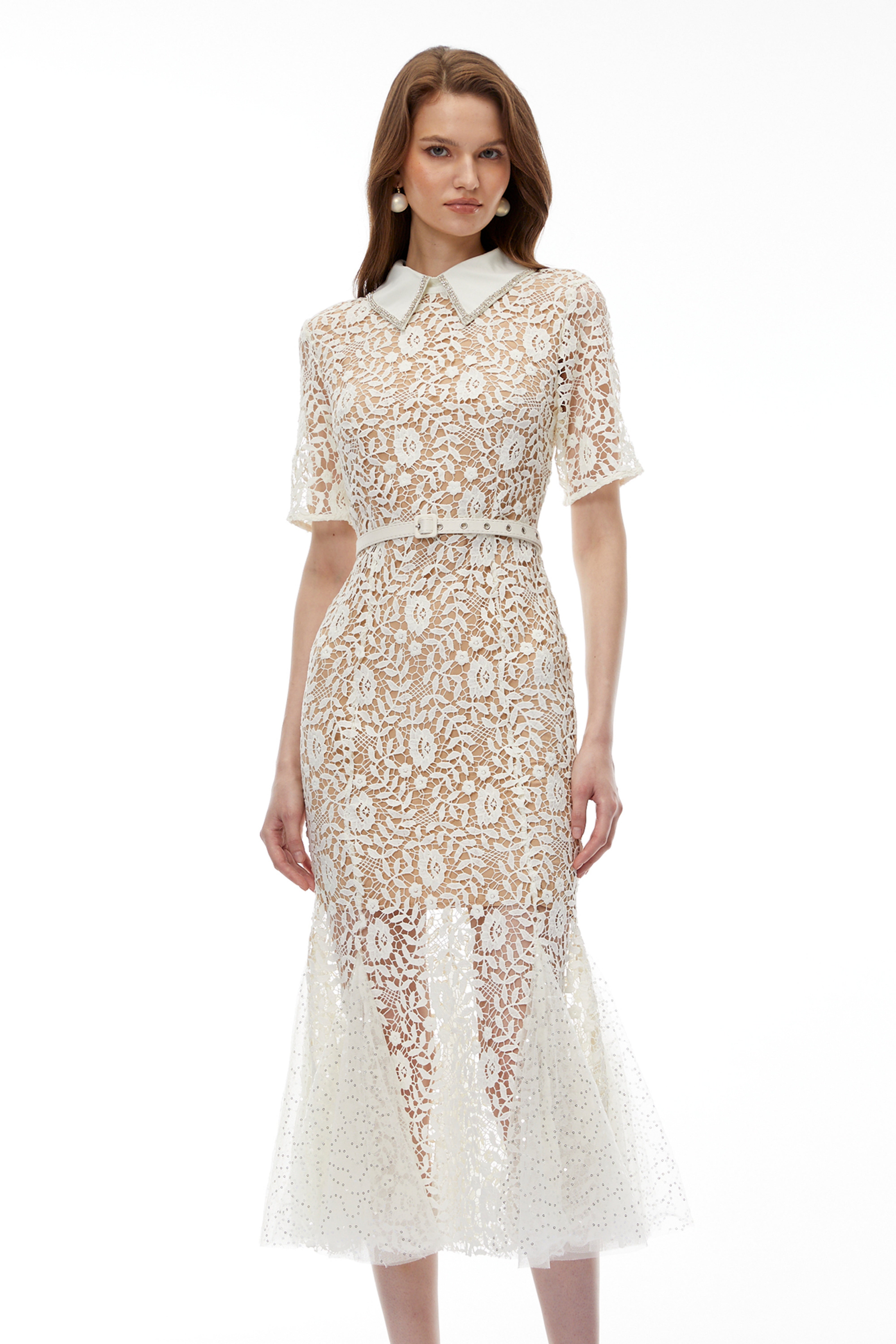 Genevieve Neutral Floral Lace Maxi Dress (Final Sale-US Only)