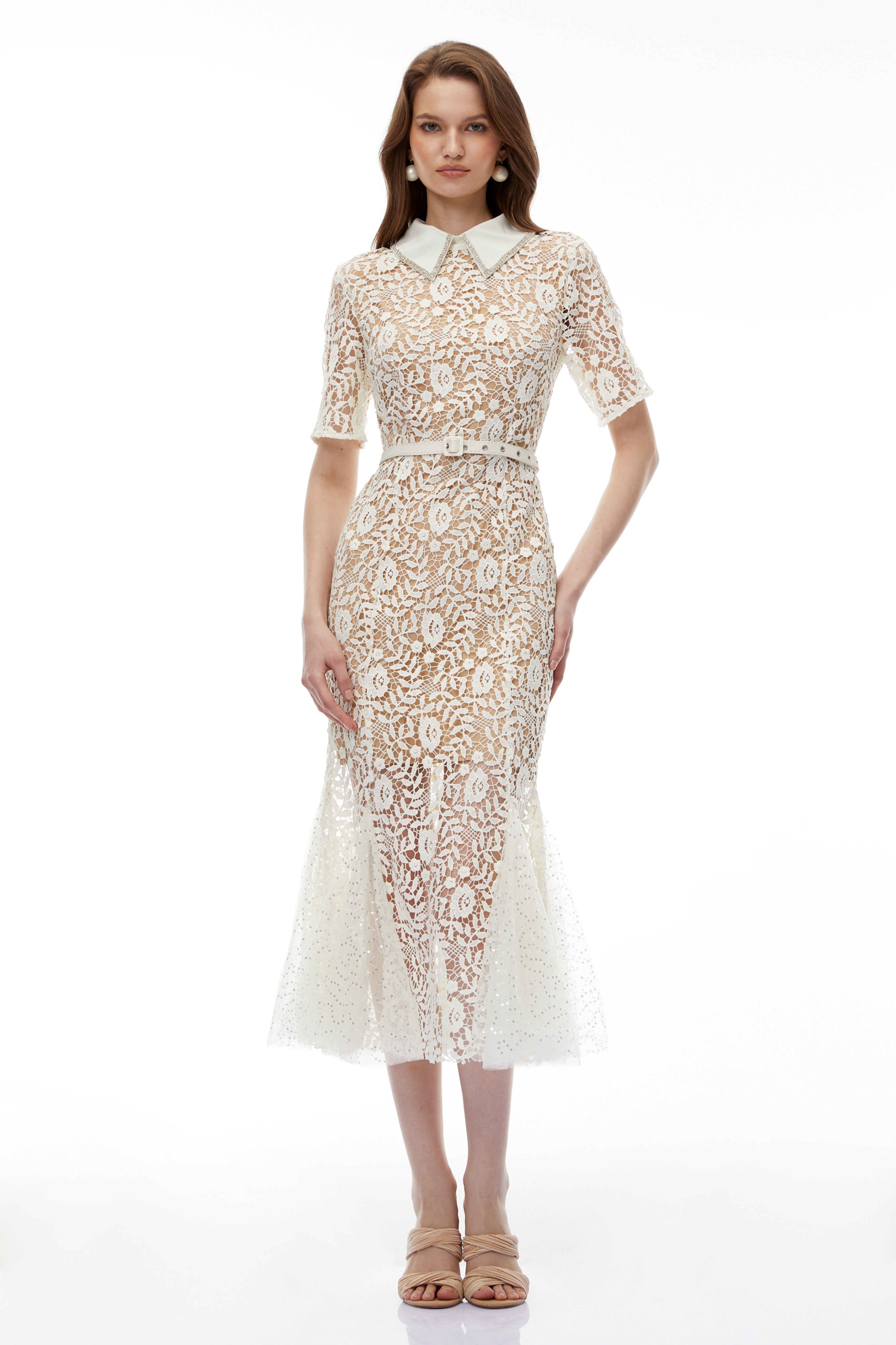 Genevieve Neutral Floral Lace Maxi Dress (Final Sale-US Only)
