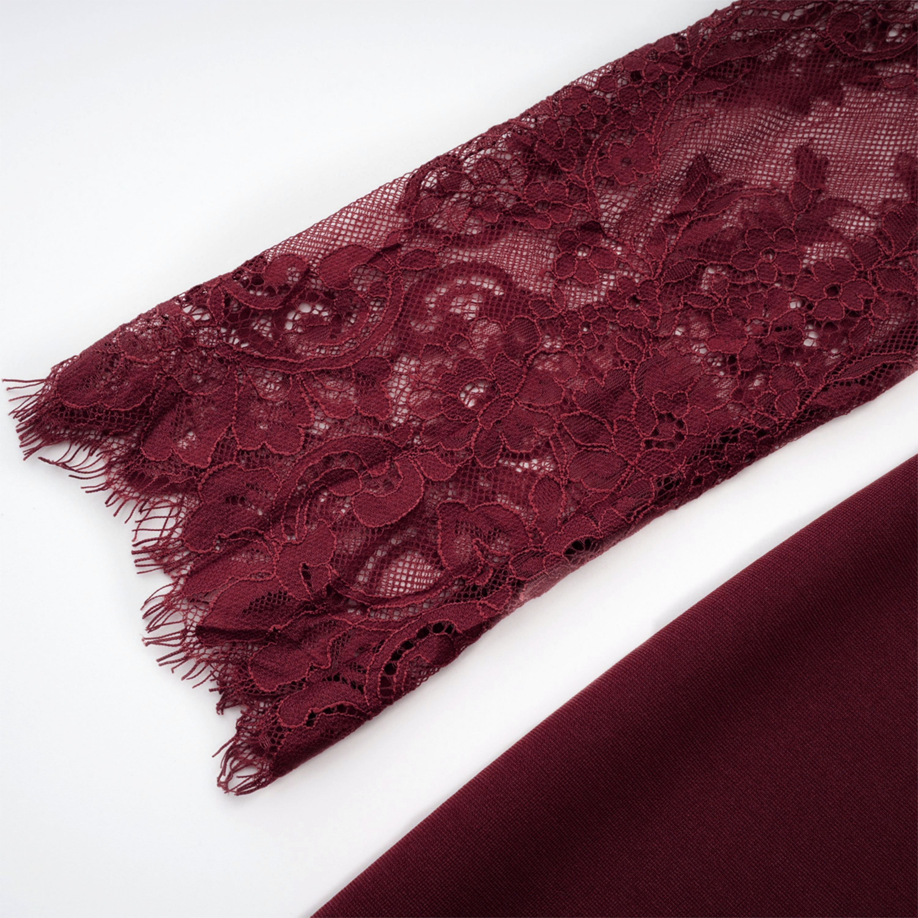 Georgiana Burgundy Lace Panel Flared Maxi Gown