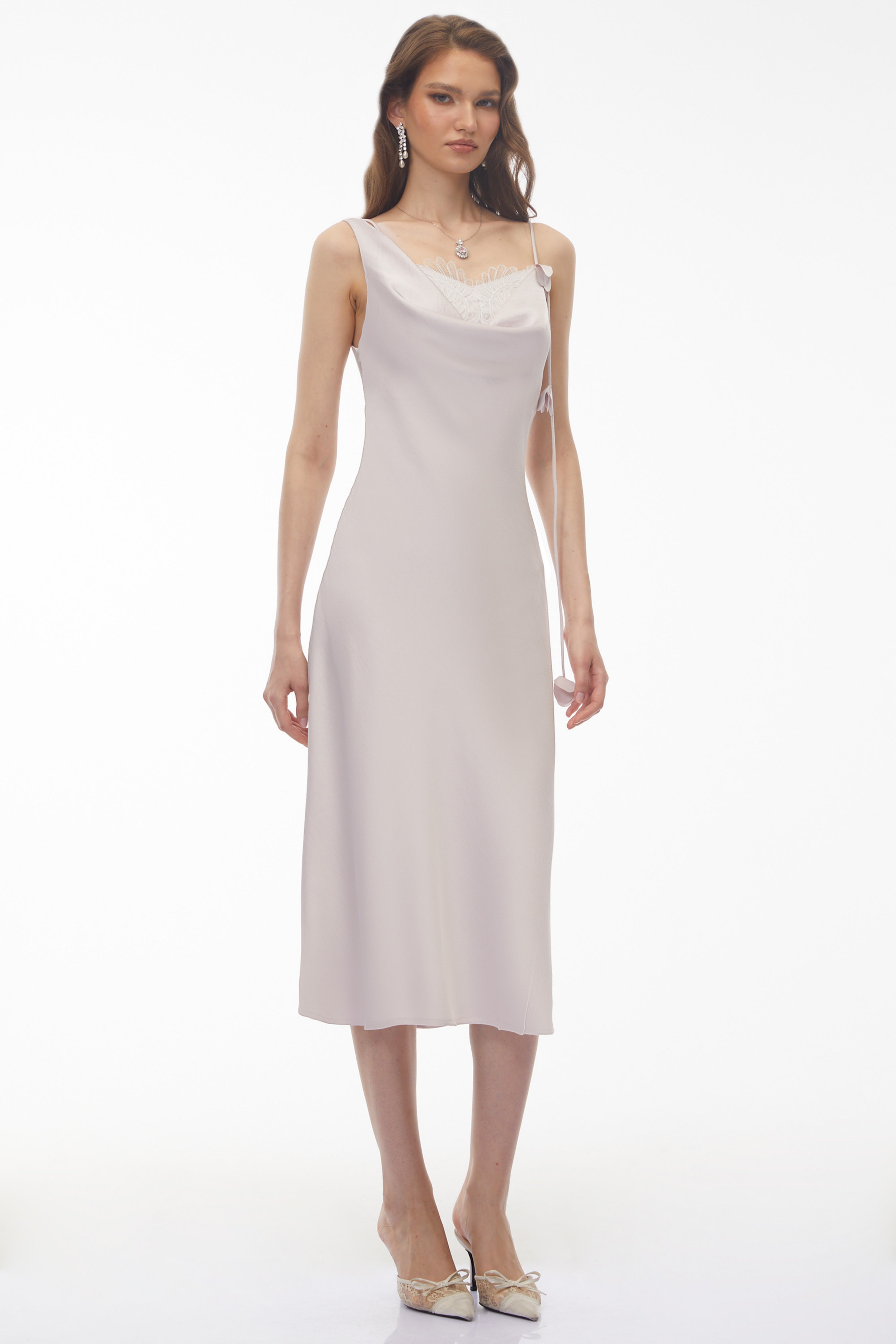 Giuliana Lavender Purple Cowl Neck Floral Print Midi Dress (Final Sale)