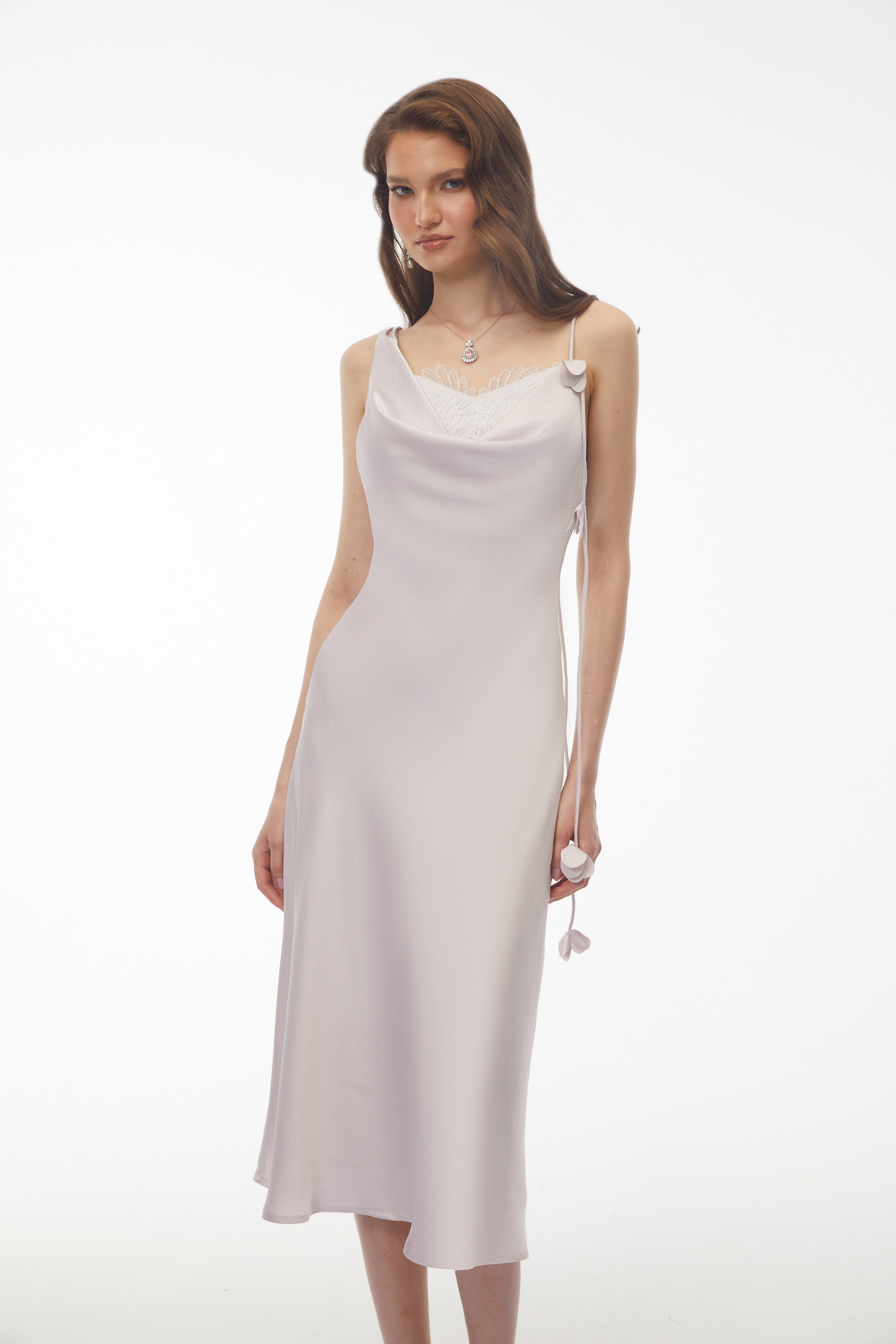 Giuliana Lavender Purple Cowl Neck Floral Print Midi Dress (Final Sale)