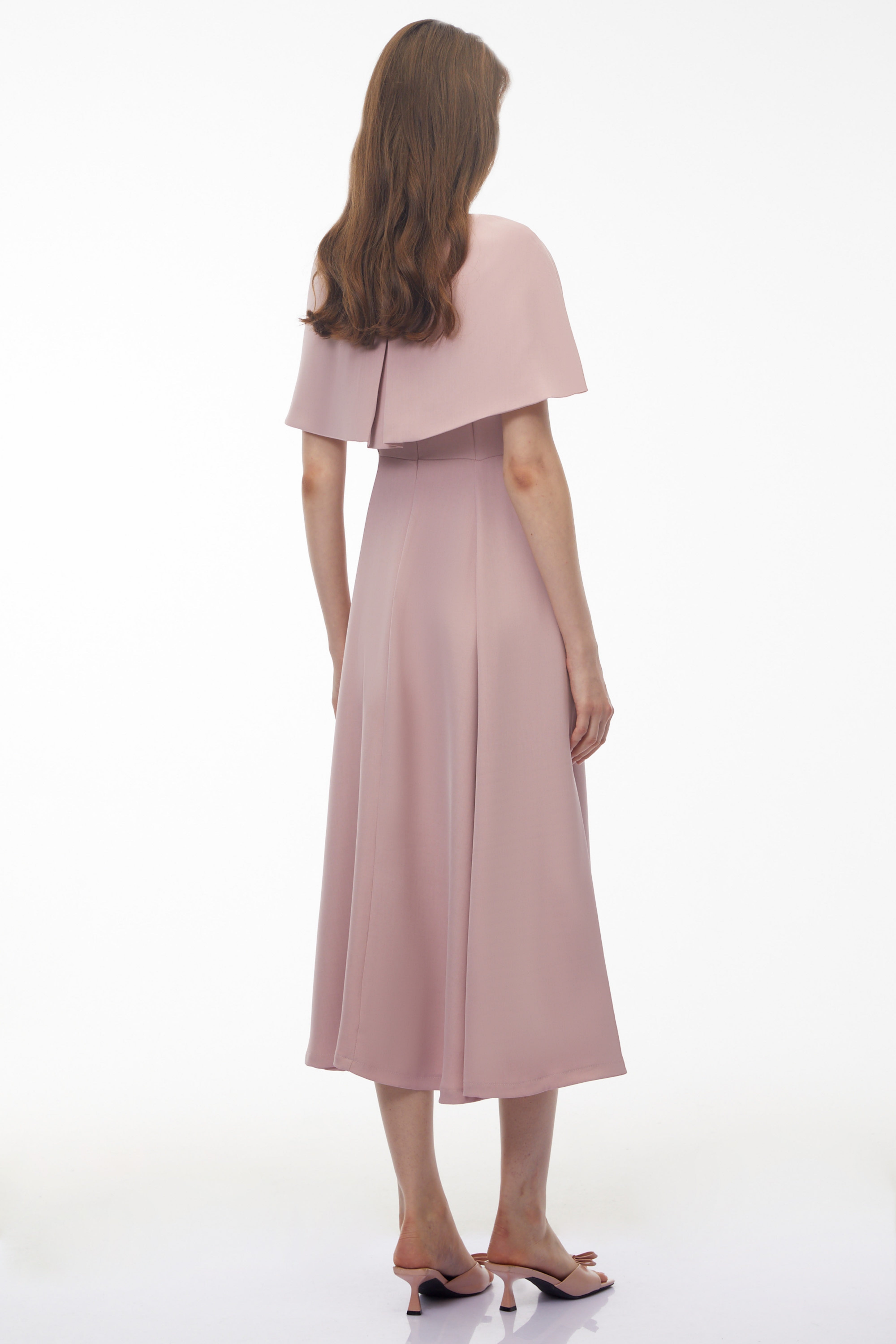Giuliana Pink Solid Cape & Midi Dress Set (Final Sale-US Only)